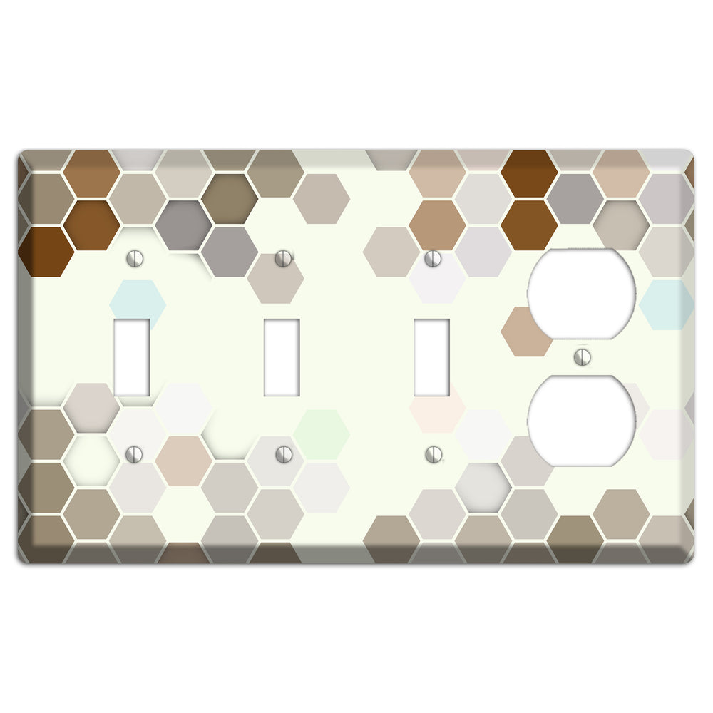 Earth-Toned Honeycomb Mosaic 3 Toggle / Duplex Wallplate