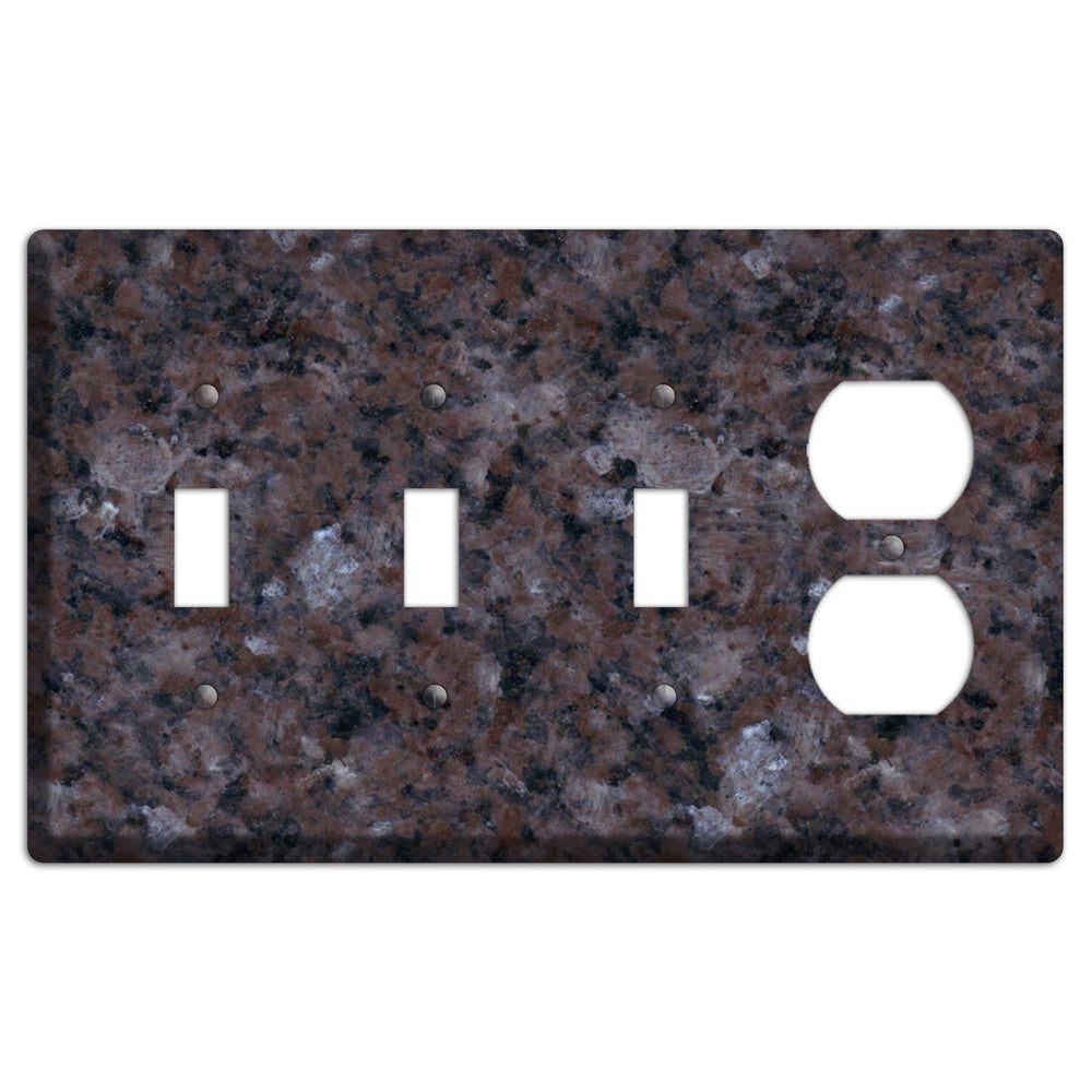 Tan Brown Granite 3 Toggle / Duplex Wallplate