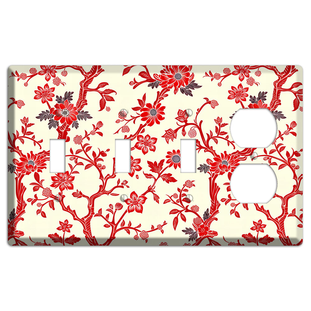 Crimson Branch & Bloom 3 Toggle / Duplex Wallplate