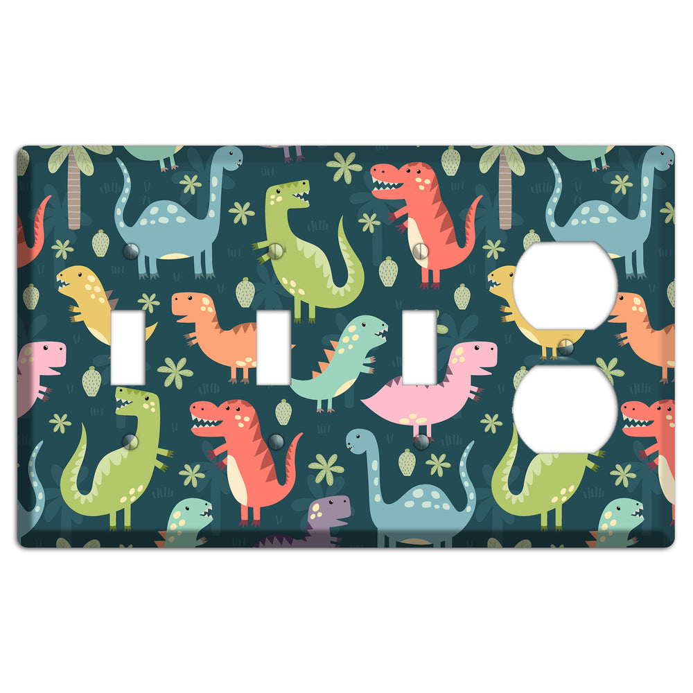 Jurassic Pals (Dark) 3 Toggle / Duplex Wallplate