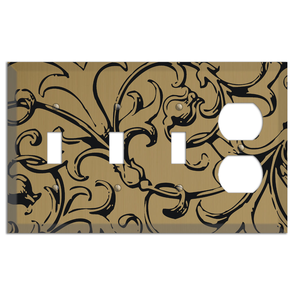 Tower Gold Baroque Scroll 3 Toggle / Duplex Wallplate