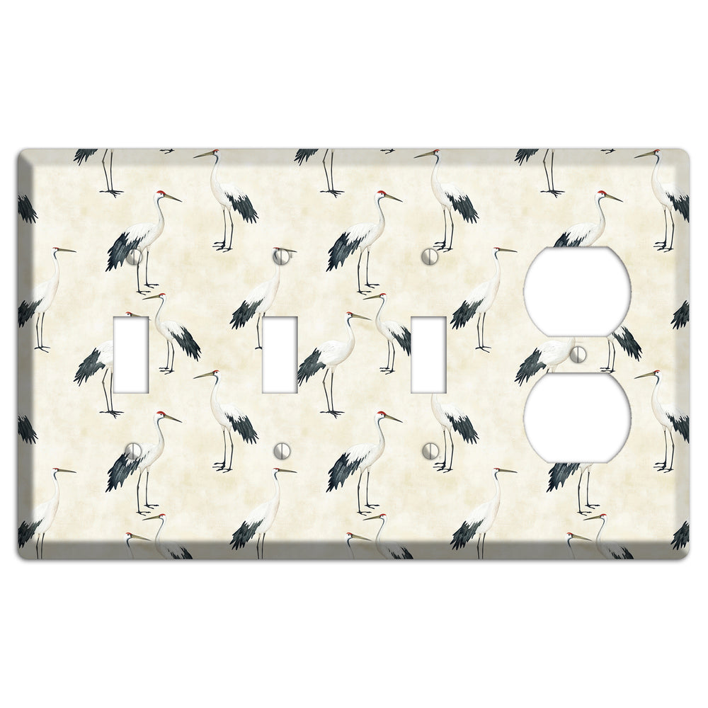 Pearl Crane Garden 3 Toggle / Duplex Wallplate
