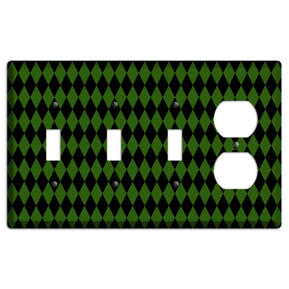 Jester's Diamonds: Green 3 Toggle / Duplex Wallplate