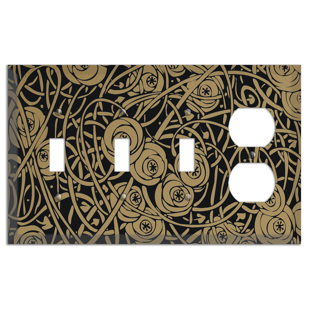 Tower Gold Vine Eyes 3 Toggle / Duplex Wallplate