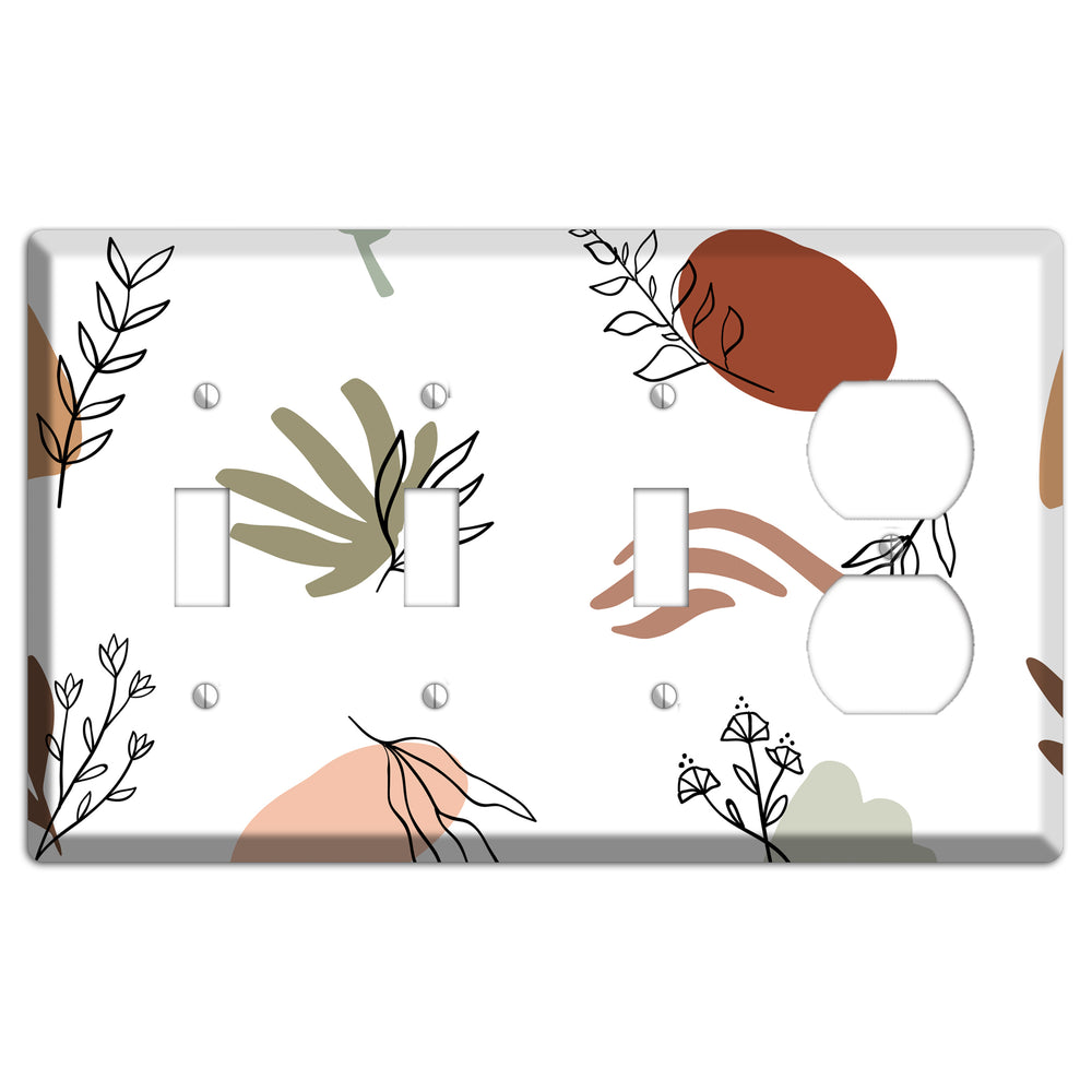 Wildflower & Clay 3 Toggle / Duplex Wallplate