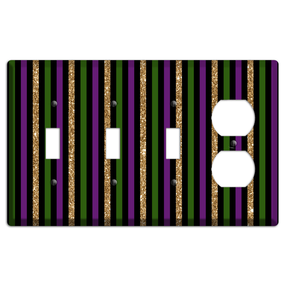 Carnival Stripes: Noir 3 Toggle / Duplex Wallplate