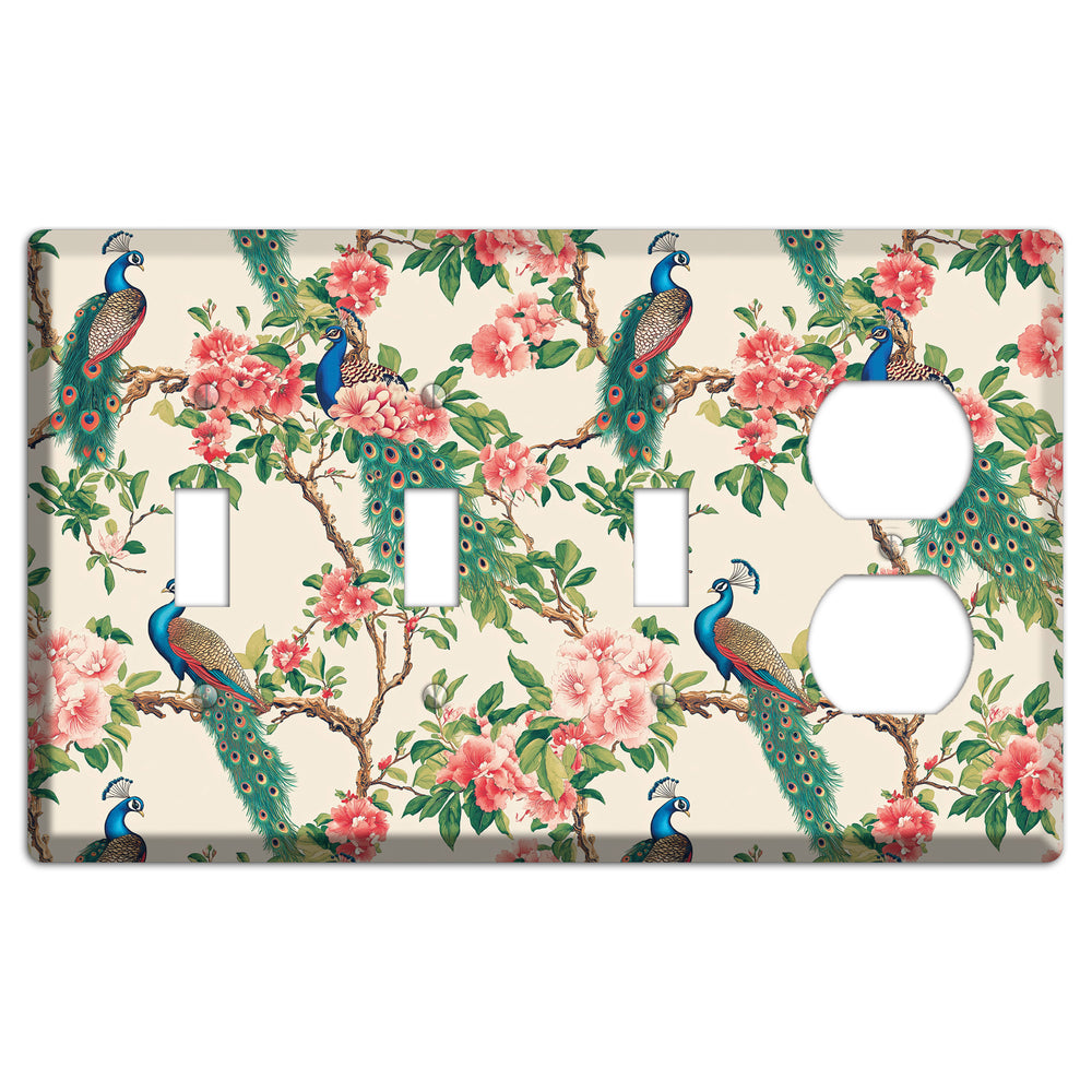 Peacock & Peony Court 3 Toggle / Duplex Wallplate