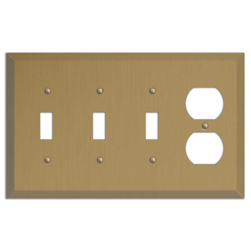 Tower Gold Hand Rubbed 3 Toggle / Duplex Outlet Cover Plate