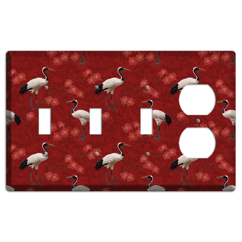 Vermillion Crane Bloom 3 Toggle / Duplex Wallplate
