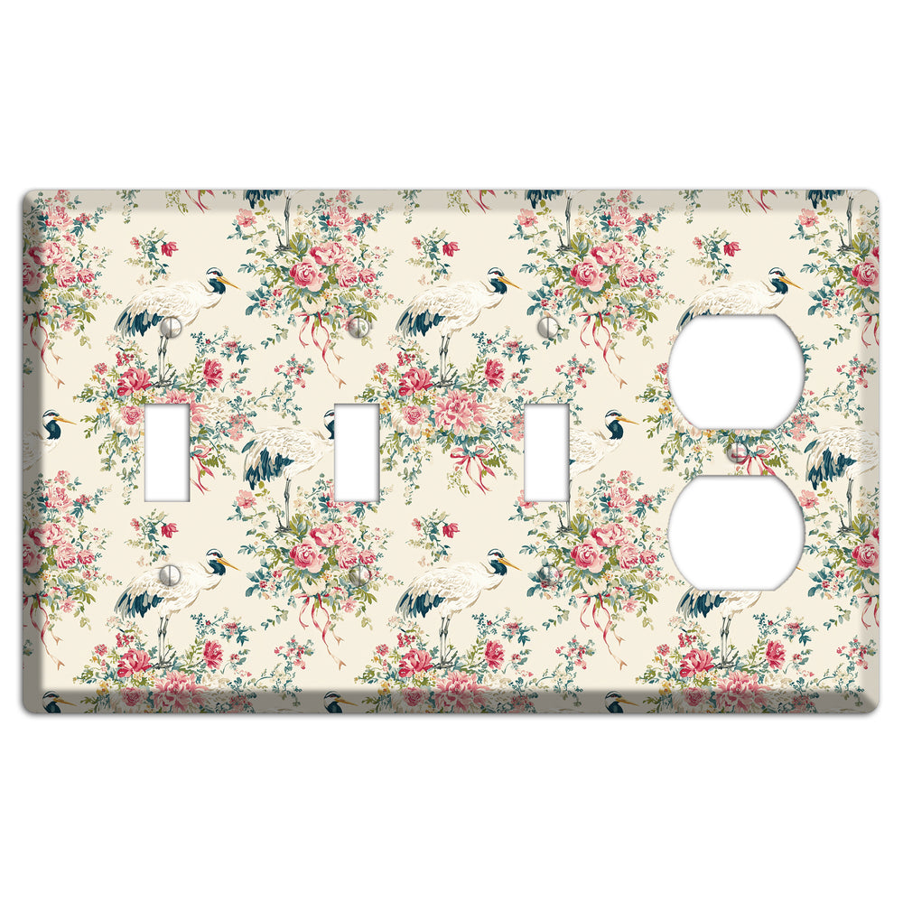 Blossom & Crane 3 Toggle / Duplex Wallplate