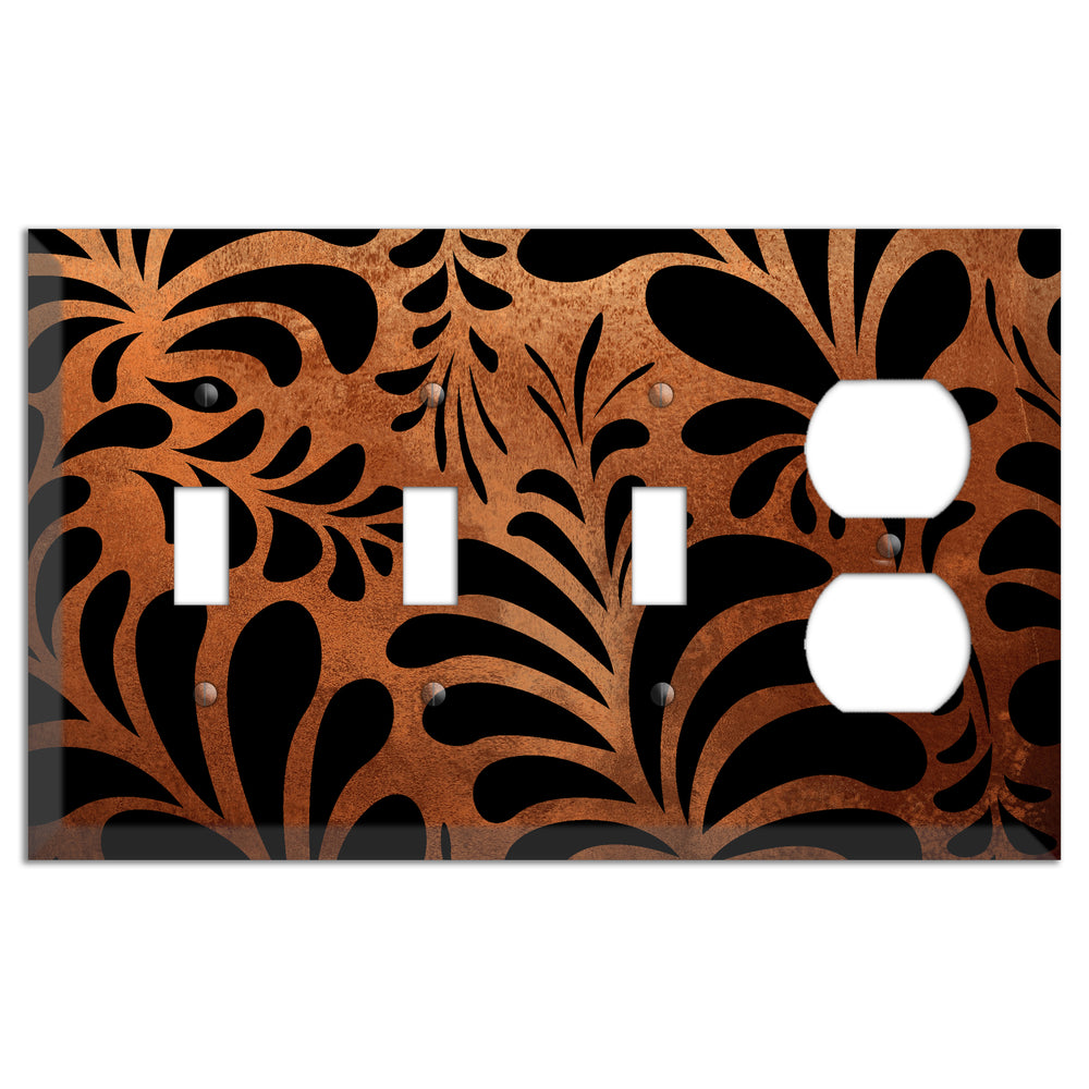 Antique Copper Palm Noir 3 Toggle / Duplex Wallplate