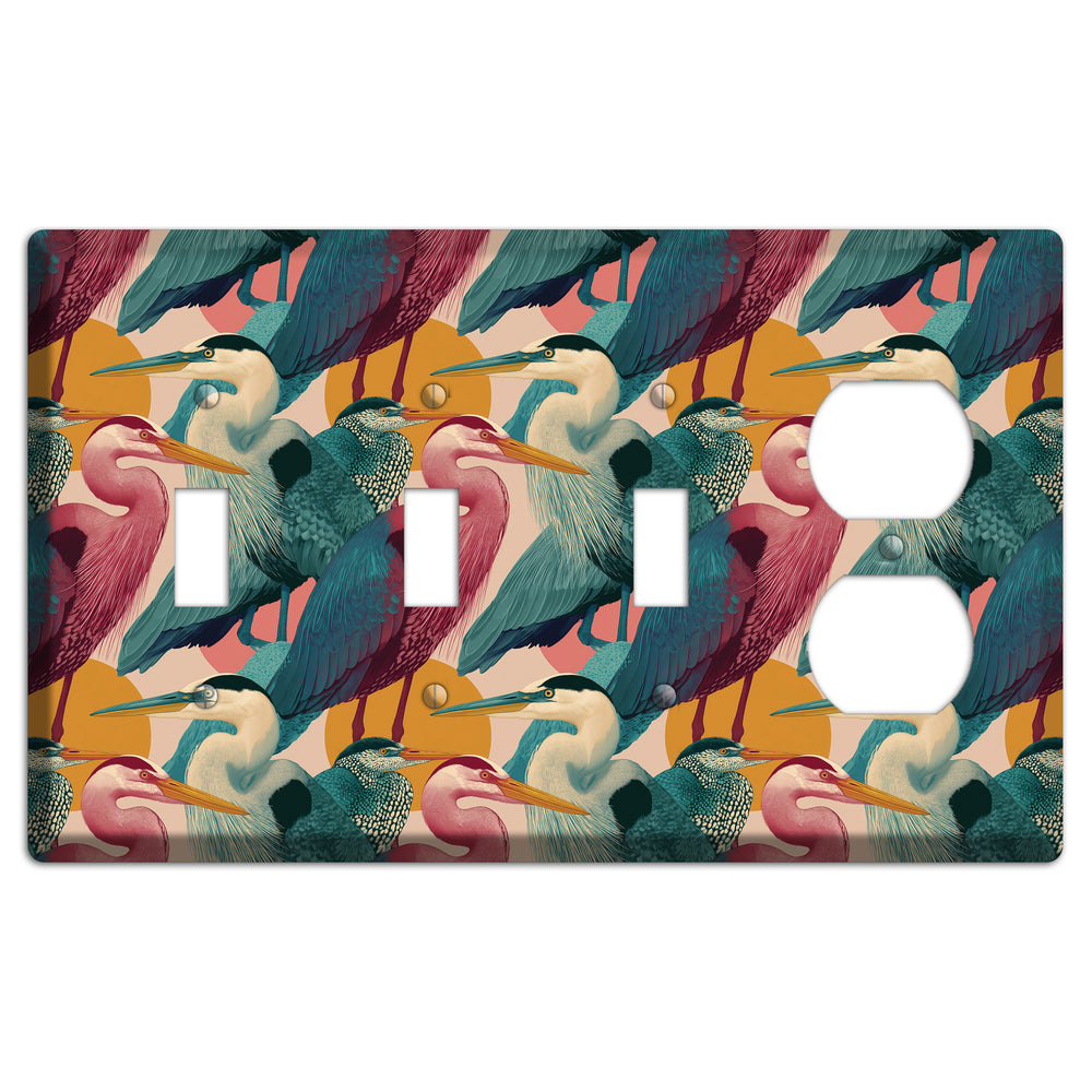 Teal Heron Mosaic 3 Toggle / Duplex Wallplate