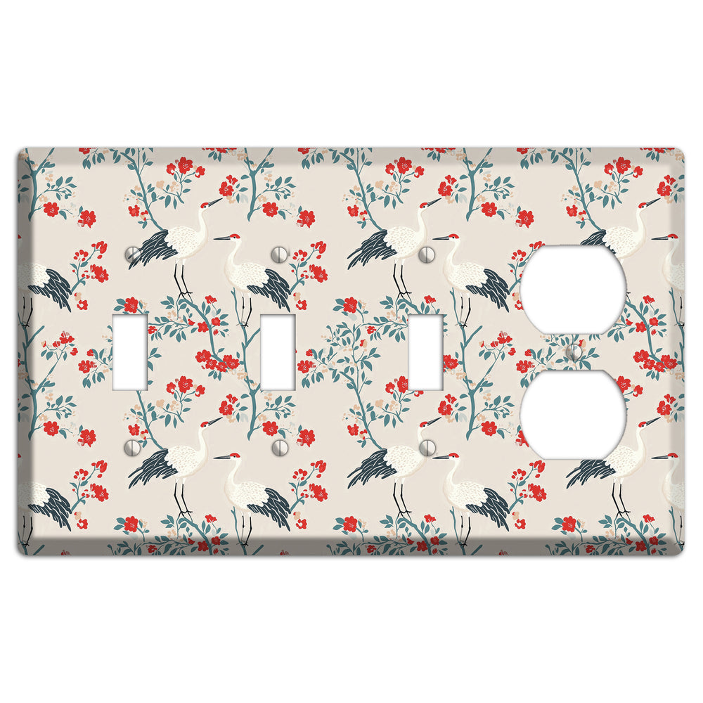 Ivory Blossom Vigil 3 Toggle / Duplex Wallplate