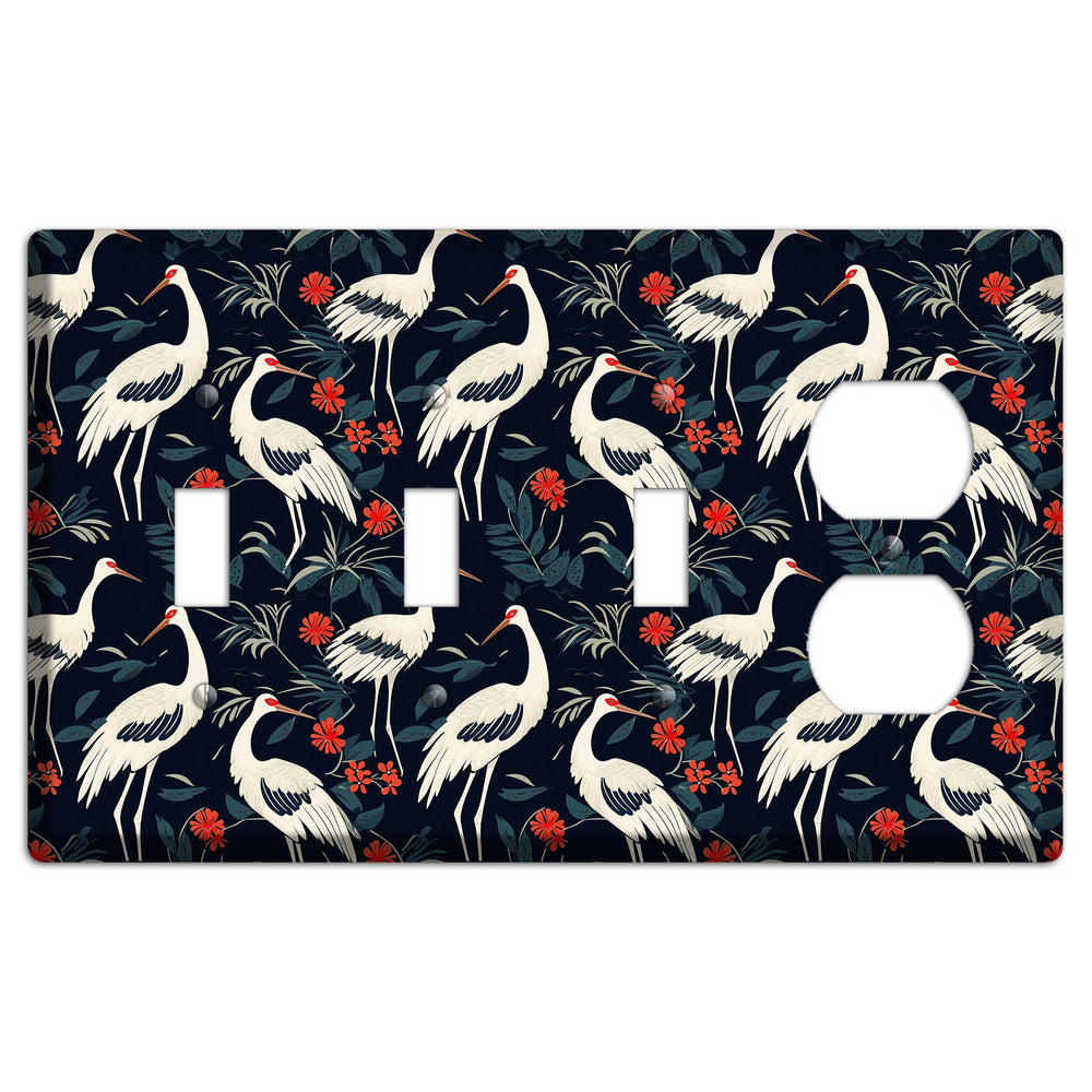 Midnight Plume Garden 3 Toggle / Duplex Wallplate