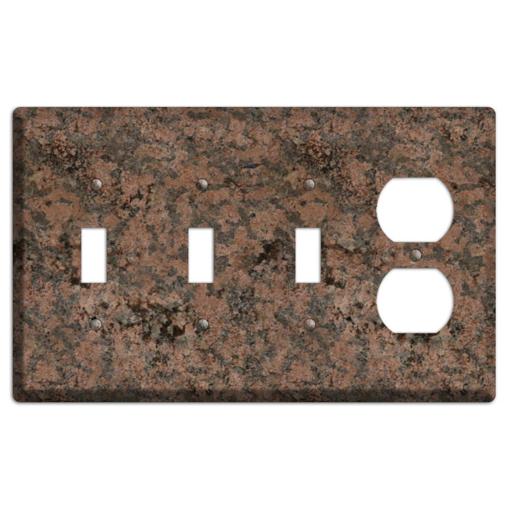 Granite Name: Indian Dakota Granite 3 Toggle / Duplex Wallplate
