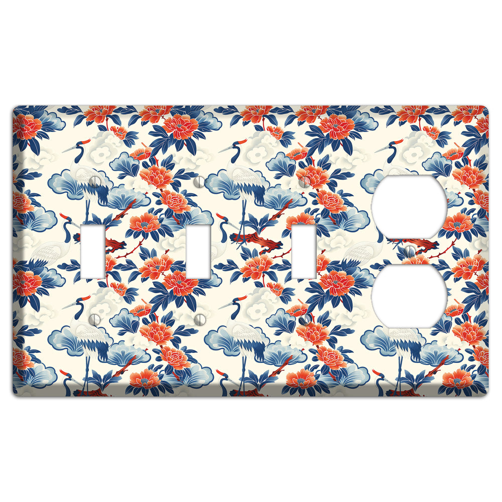 Peony & Crane Fete 3 Toggle / Duplex Wallplate