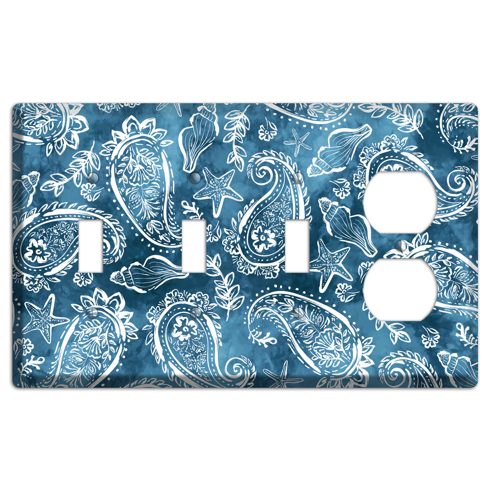 Indigo Tide Paisley 3 Toggle / Duplex Wallplate
