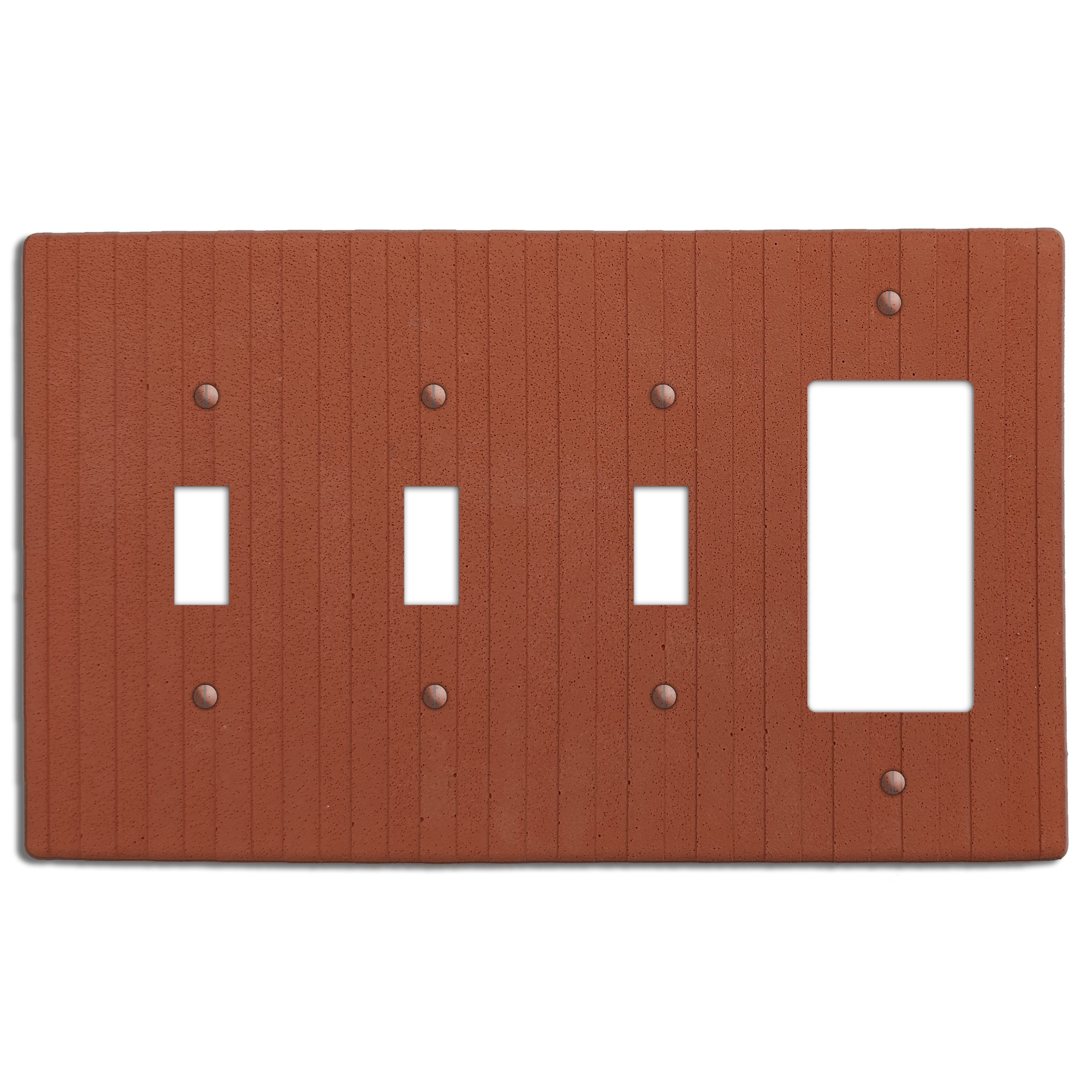 Terra Red Boho Stripes 3 Toggle / Rocker Cover Plate