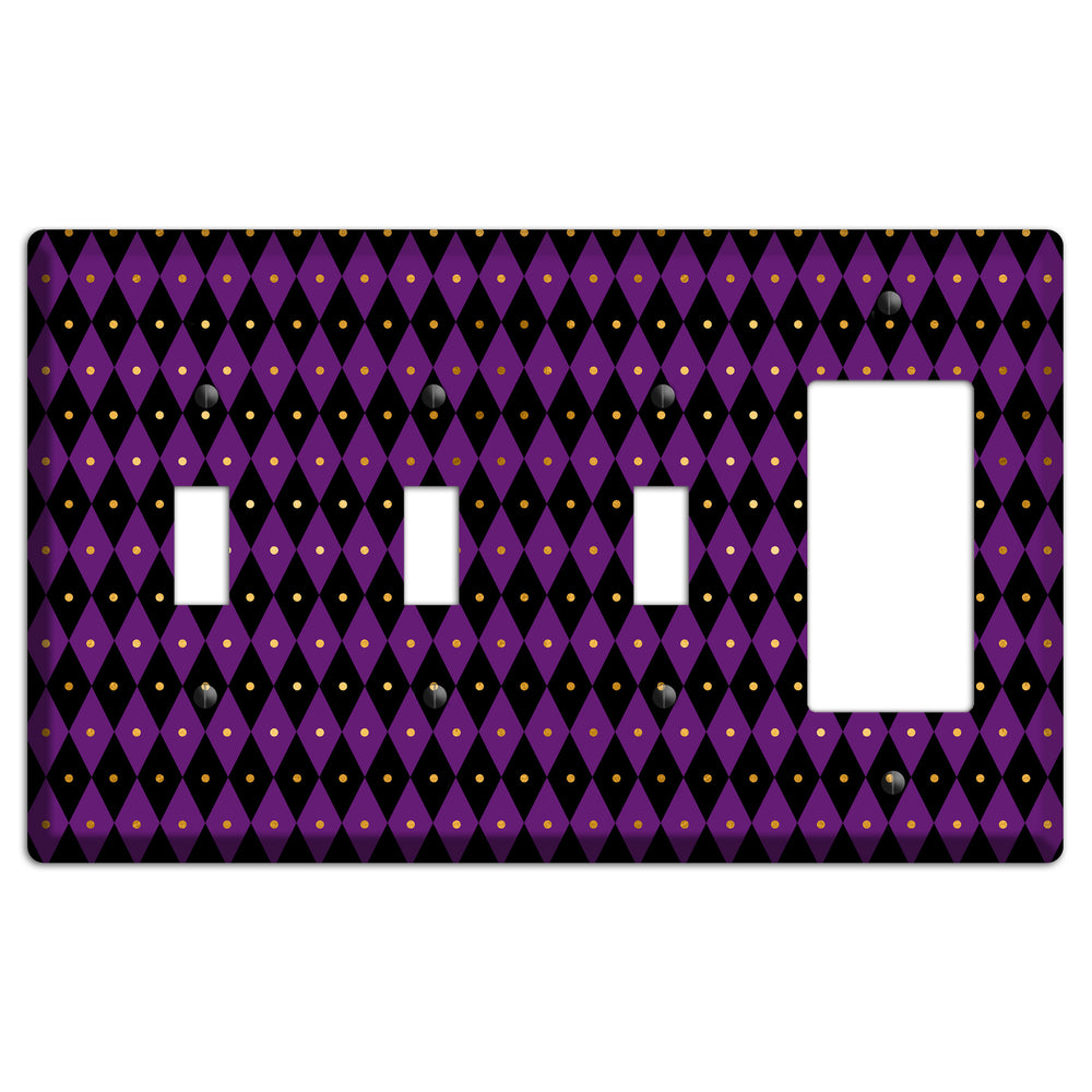 Royal Check: Violet 3 Toggle / Rocker Wallplate