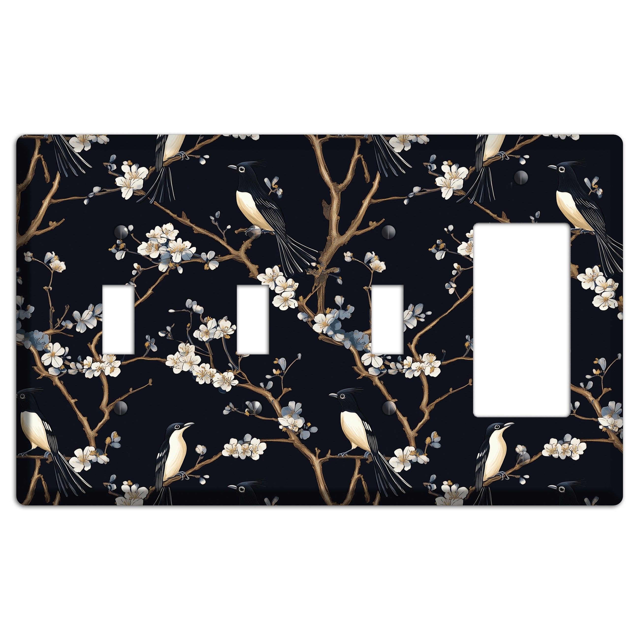 Plum Blossom Vigil 3 Toggle / Rocker Wallplate