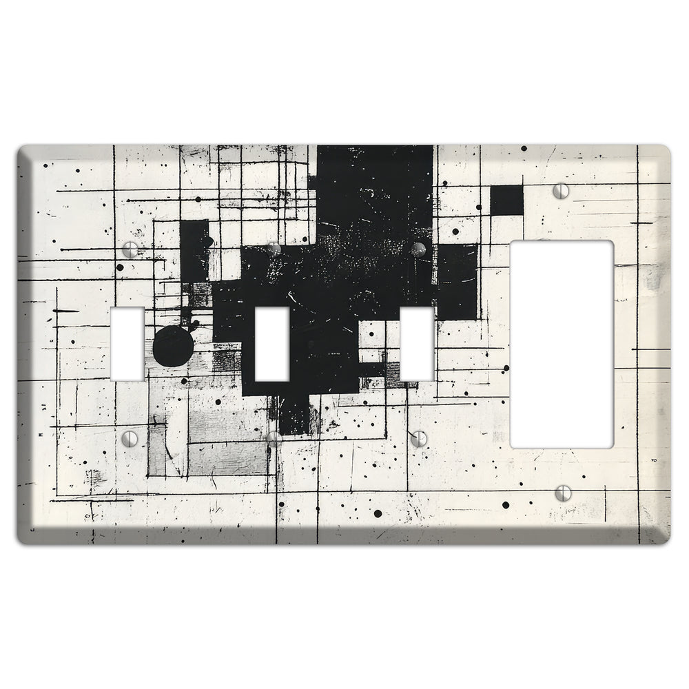 Drafting Ghost Grid 3 Toggle / Rocker Wallplate