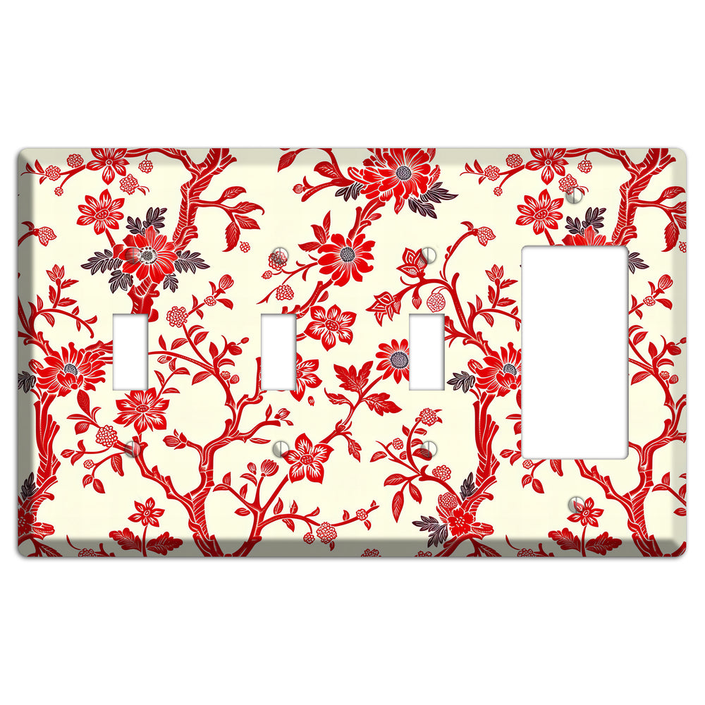 Crimson Branch & Bloom 3 Toggle / Rocker Wallplate