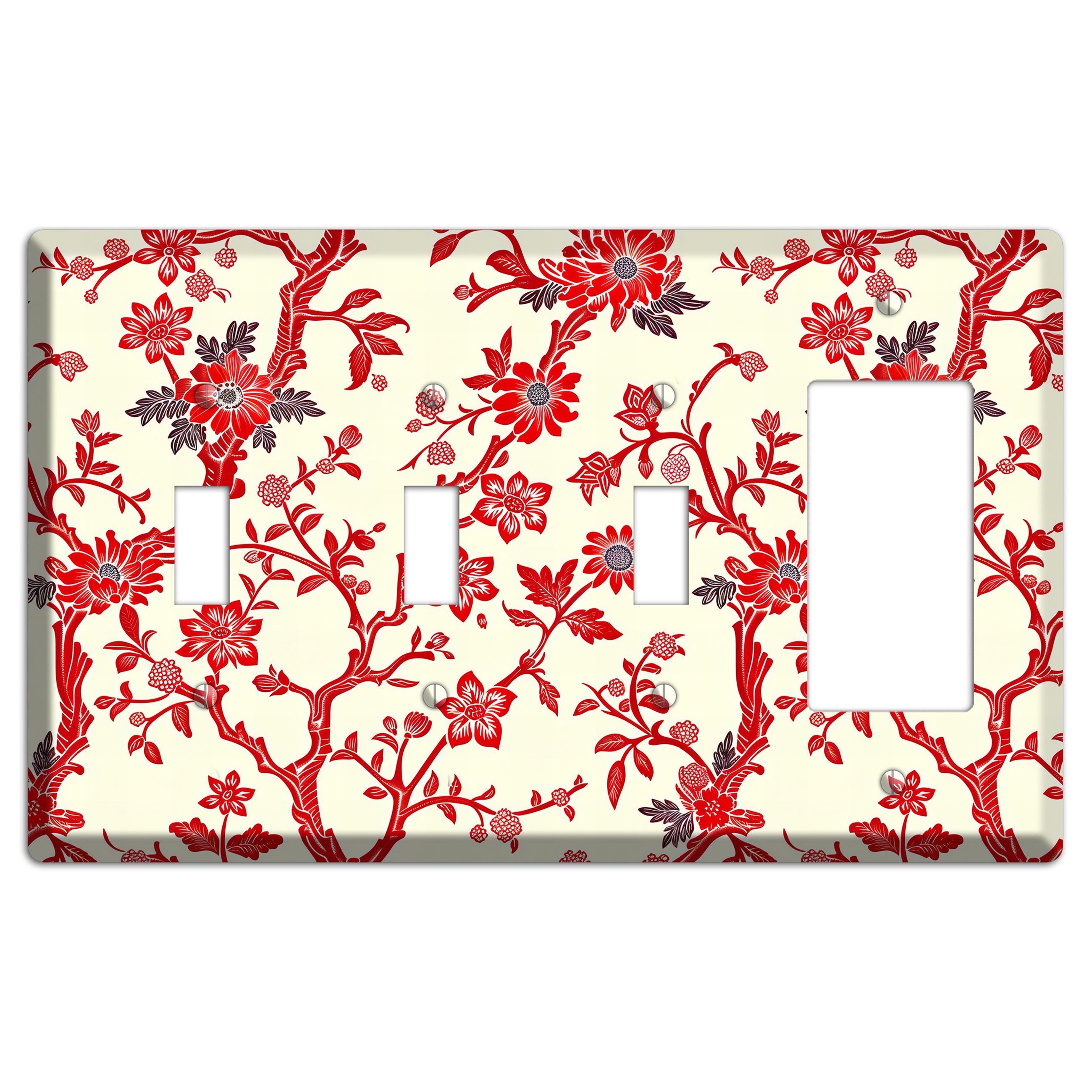 Crimson Branch & Bloom 3 Toggle / Rocker Wallplate