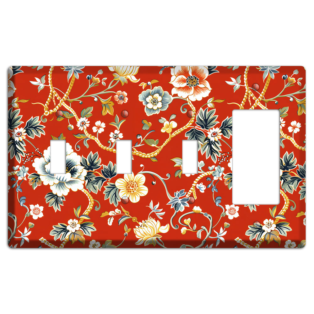 Crimson Garden Reverie 3 Toggle / Rocker Wallplate