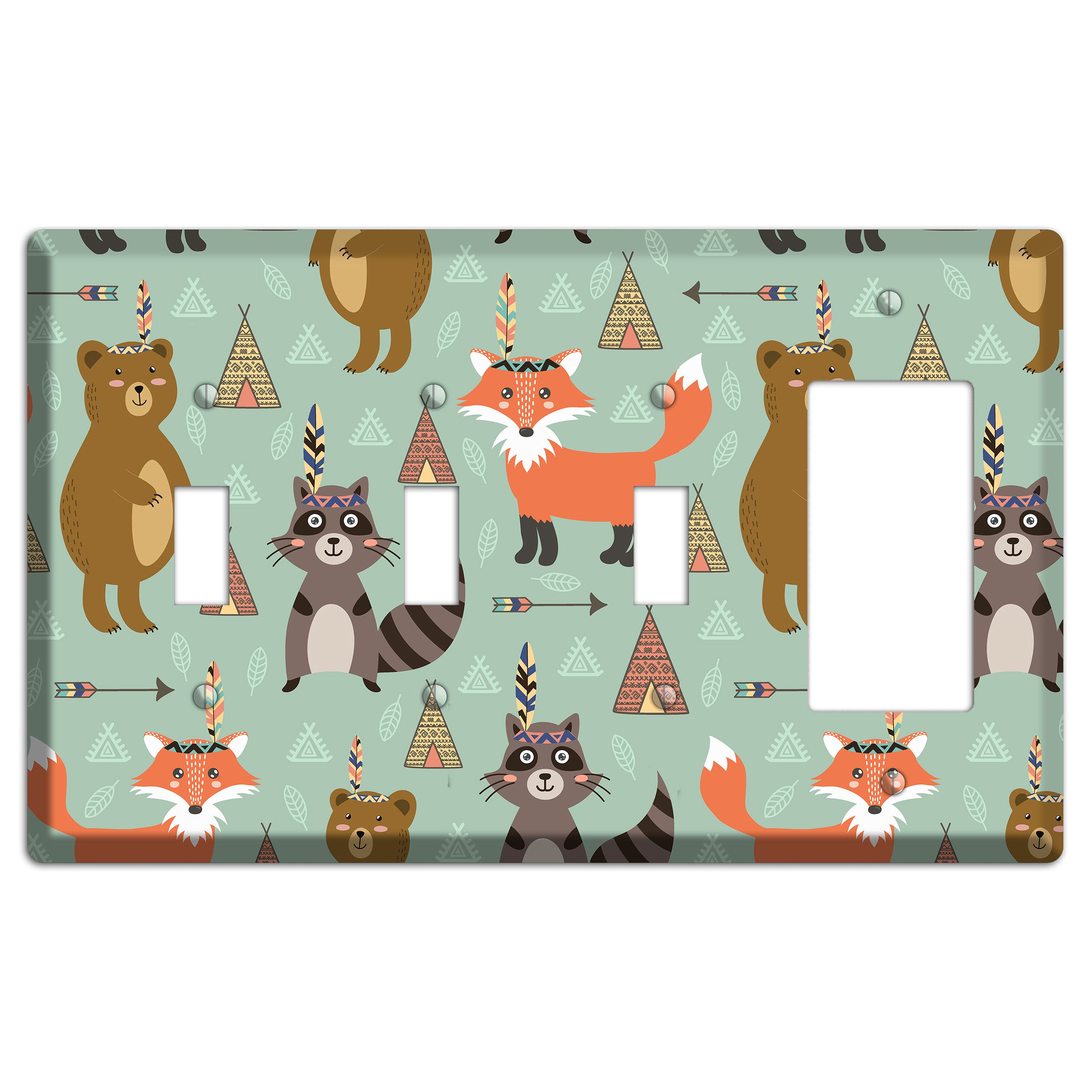 Tribal Woodland Camp 3 Toggle / Rocker Wallplate