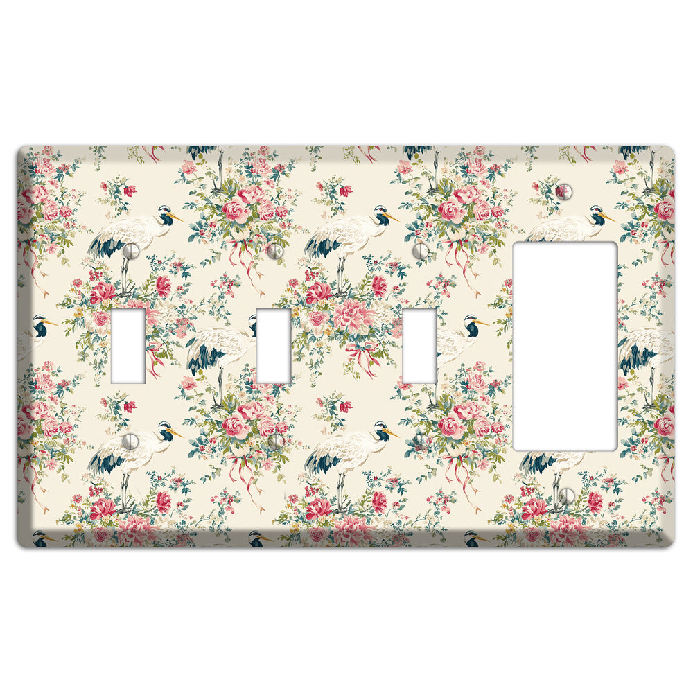Blossom & Crane 3 Toggle / Rocker Wallplate