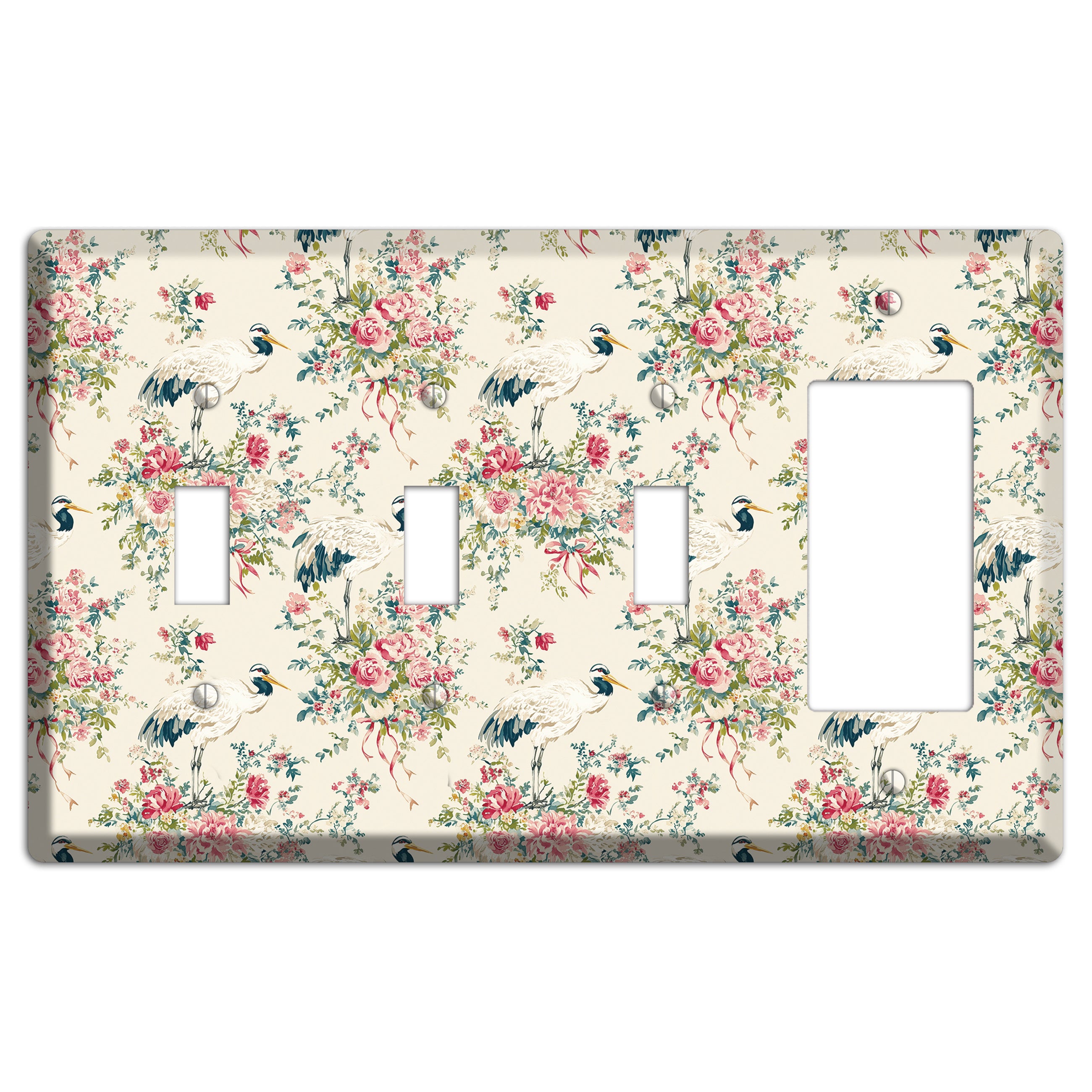 Blossom & Crane 3 Toggle / Rocker Wallplate
