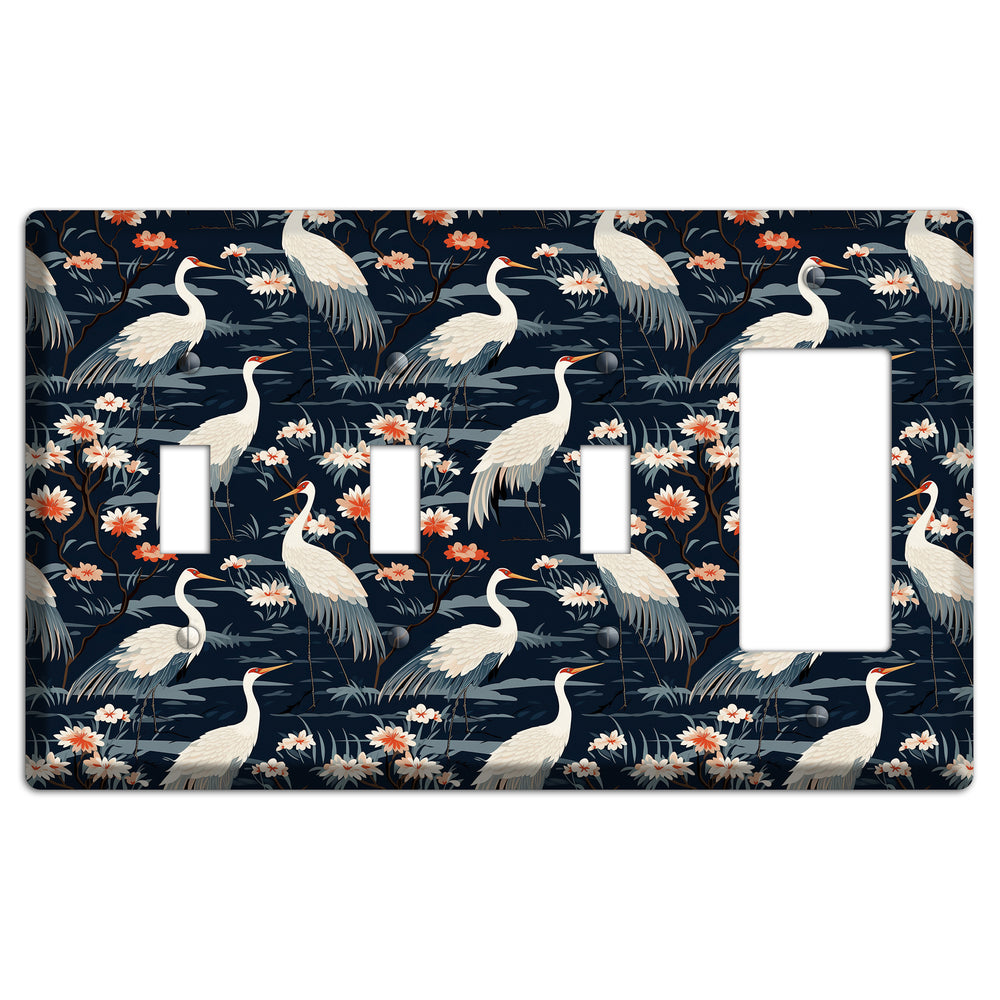 Navy Heron Nocturne 3 Toggle / Rocker Wallplate