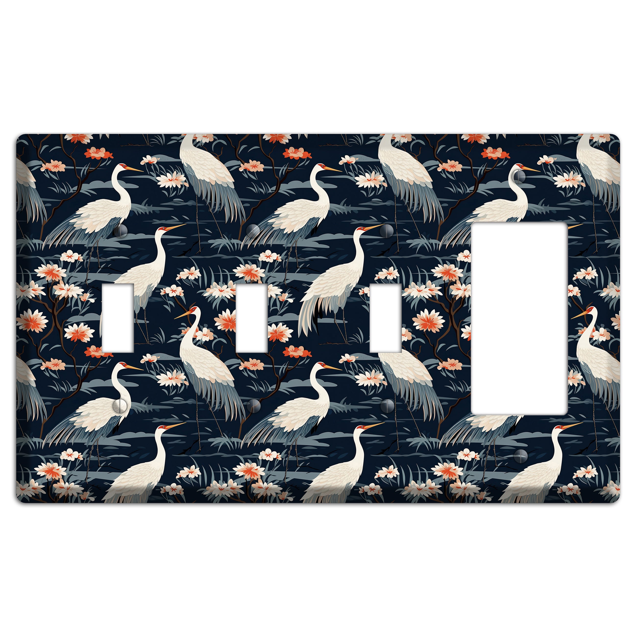 Navy Heron Nocturne 3 Toggle / Rocker Wallplate