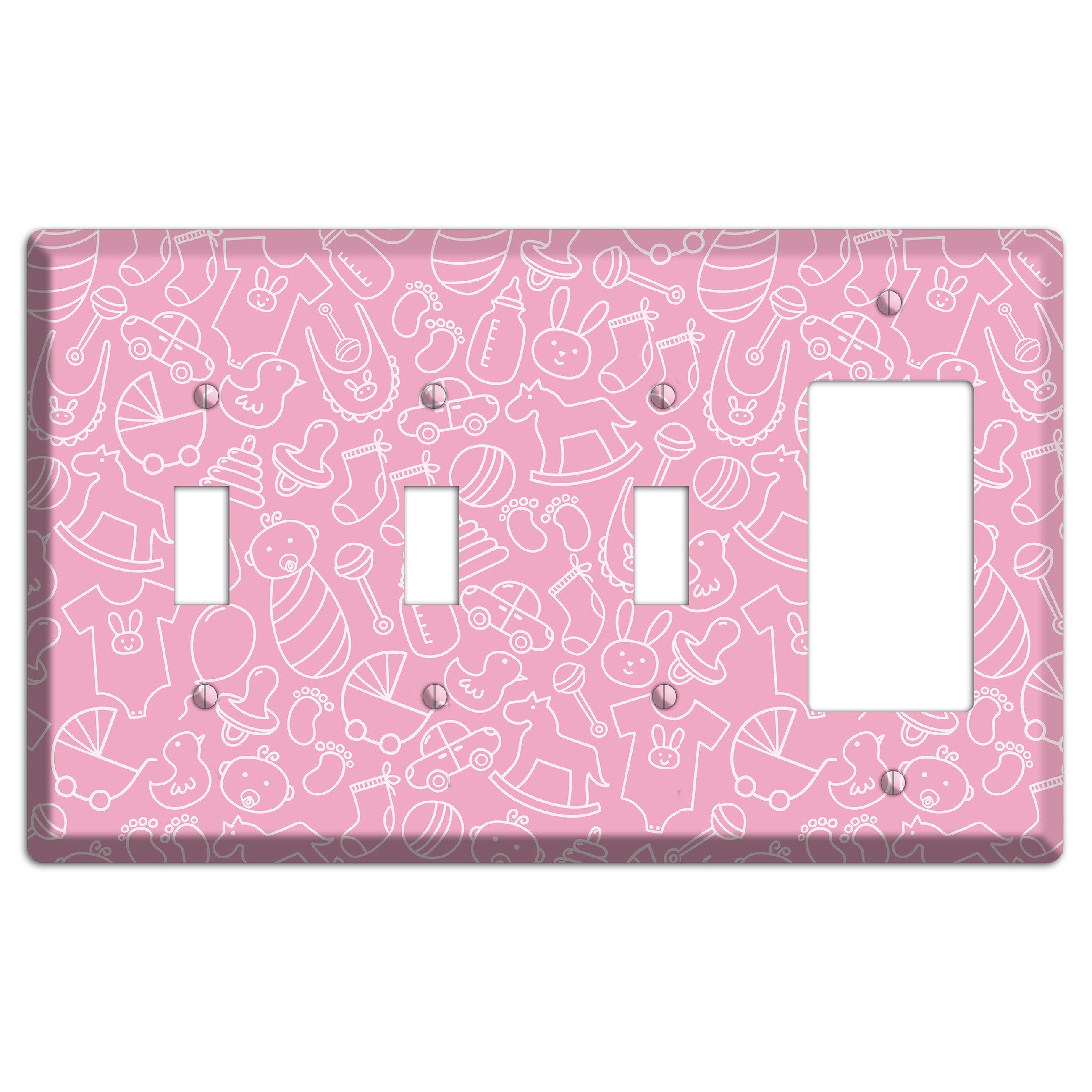 Line Art Baby Pink 3 Toggle / Rocker Wallplate