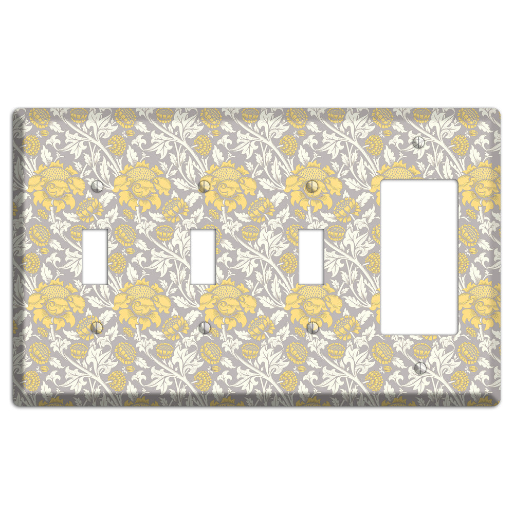 Golden Peony Lace 3 Toggle / Rocker Wallplate