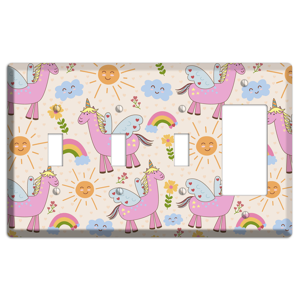 Magic Meadow (Peach) 3 Toggle / Rocker Wallplate