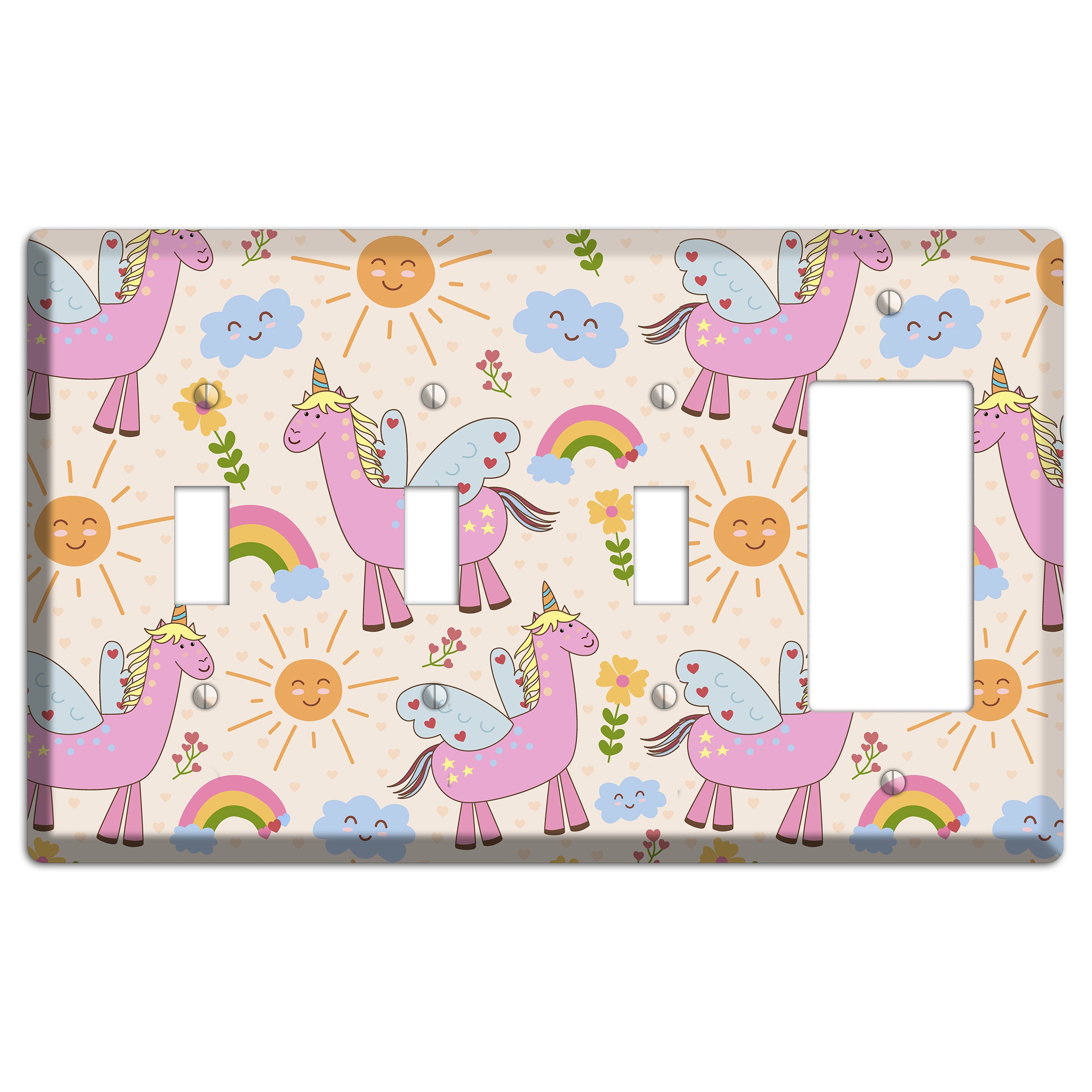 Magic Meadow (Peach) 3 Toggle / Rocker Wallplate
