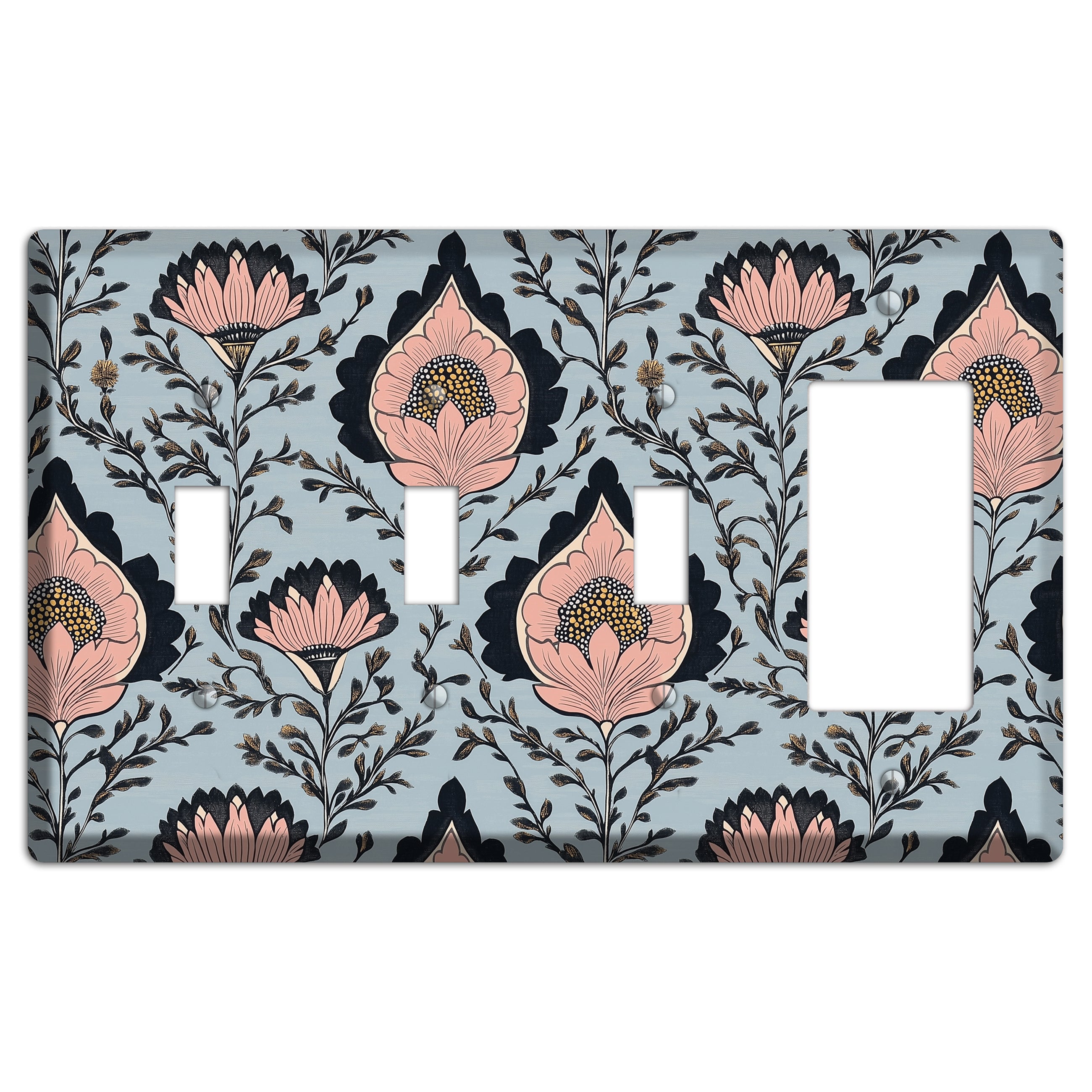 Lotus & Damask Dusk 3 Toggle / Rocker Wallplate