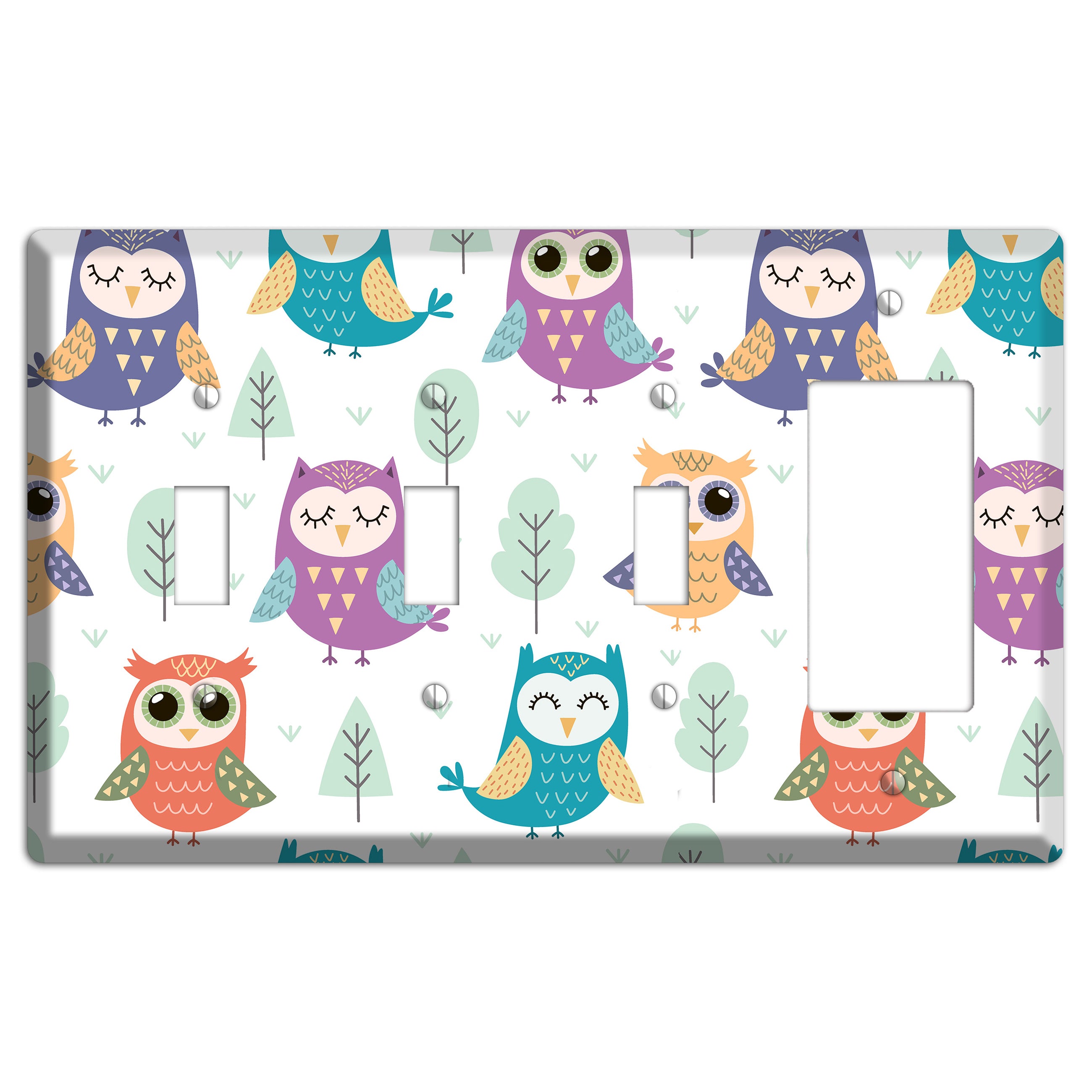 Forest Owlets 3 Toggle / Rocker Wallplate