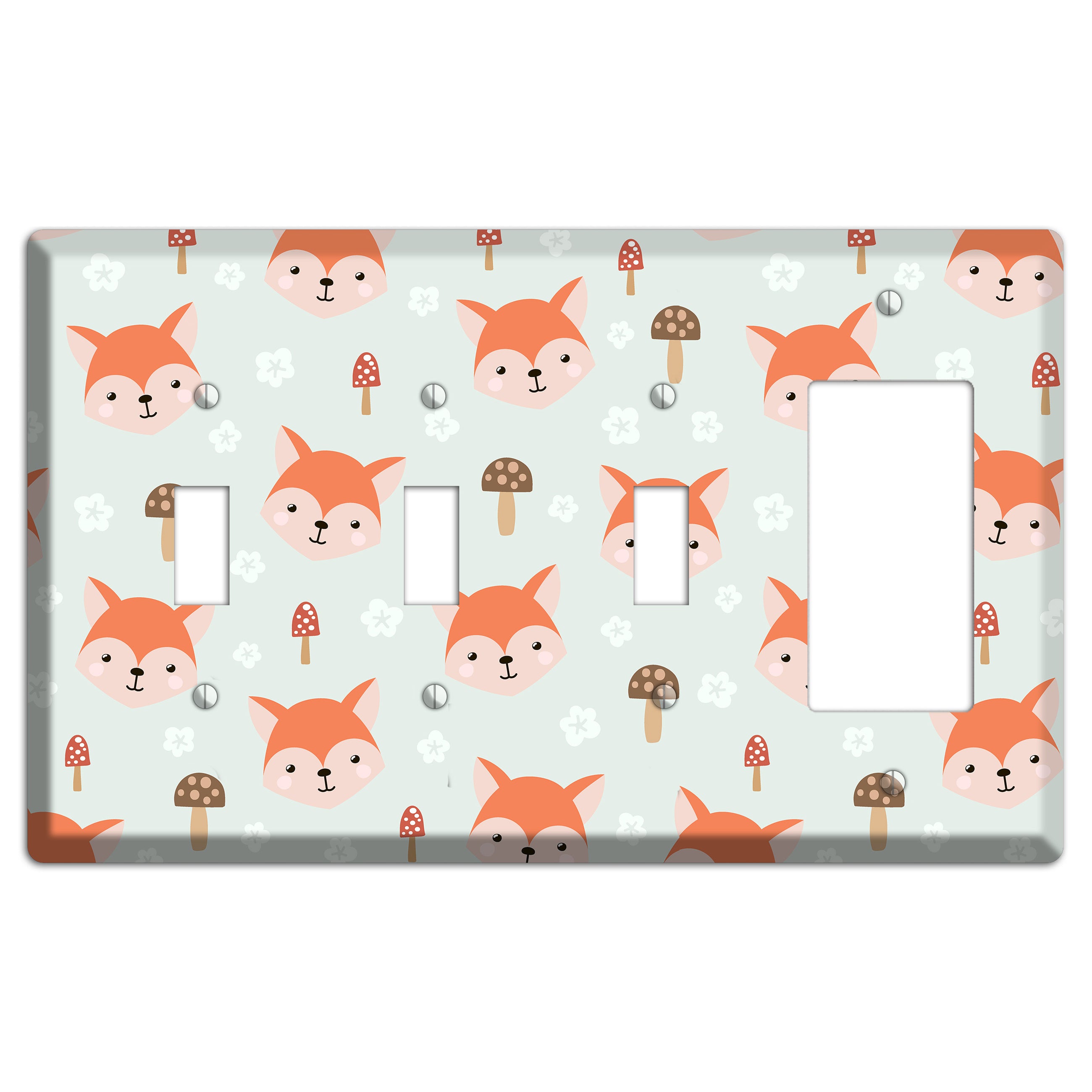Fox & Fungi Friends 3 Toggle / Rocker Wallplate