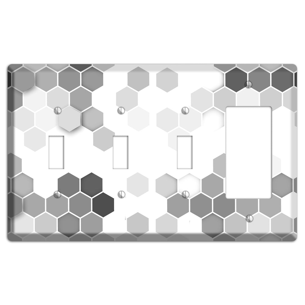 Monochrome Hexagon Tiling 3 Toggle / Rocker Wallplate