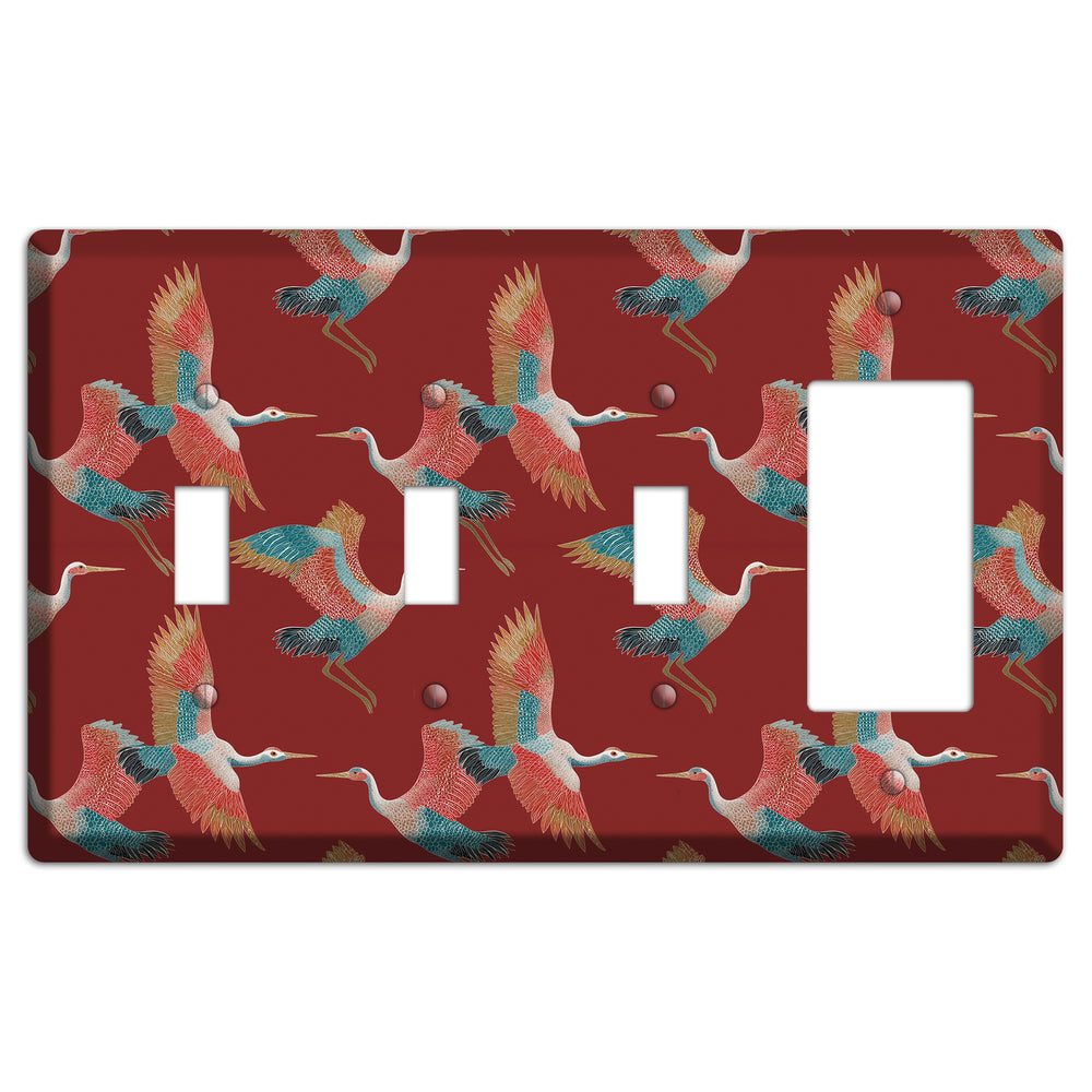 Crimson Heron Dance 3 Toggle / Rocker Wallplate