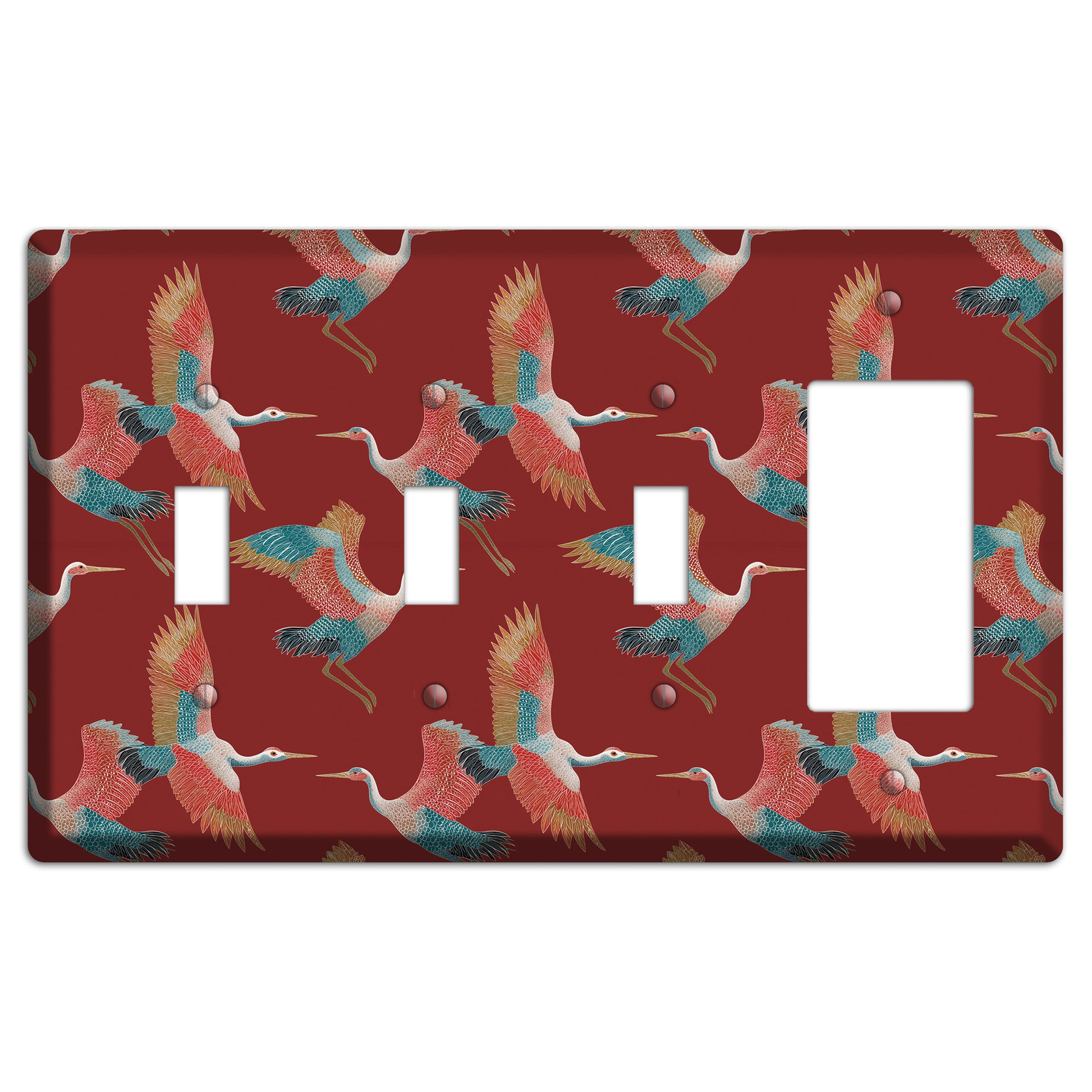 Crimson Heron Dance 3 Toggle / Rocker Wallplate
