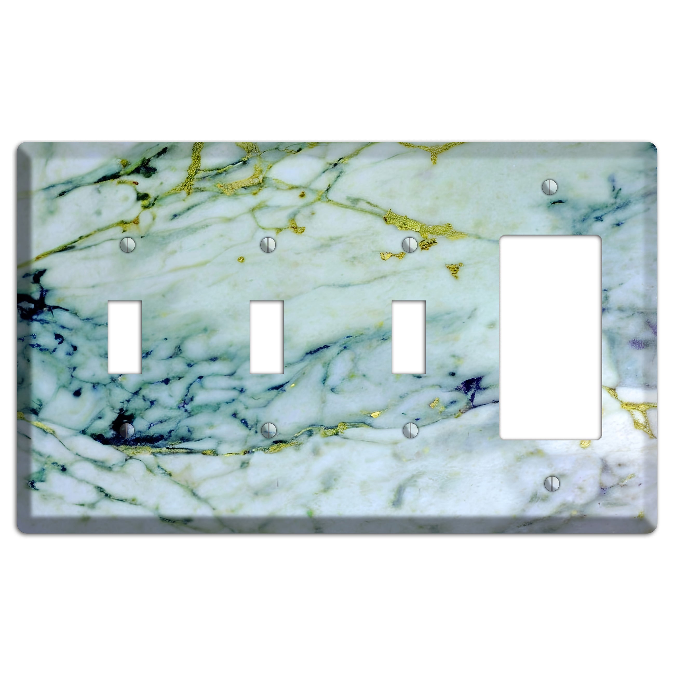 White, Green and Blue Marble 3 Toggle / Rocker Wallplate