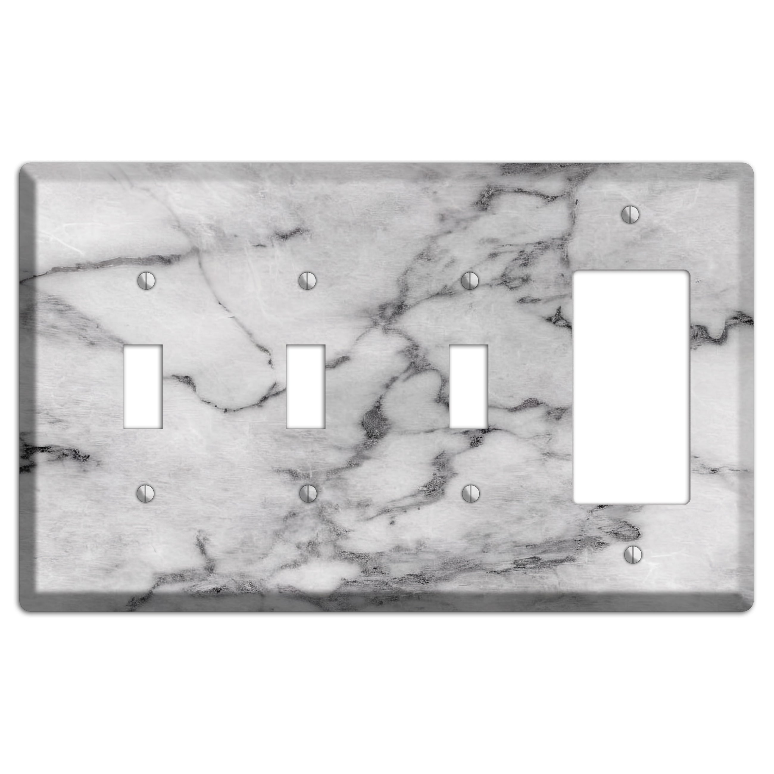 Gray and White Marble 3 Toggle / Rocker Wallplate