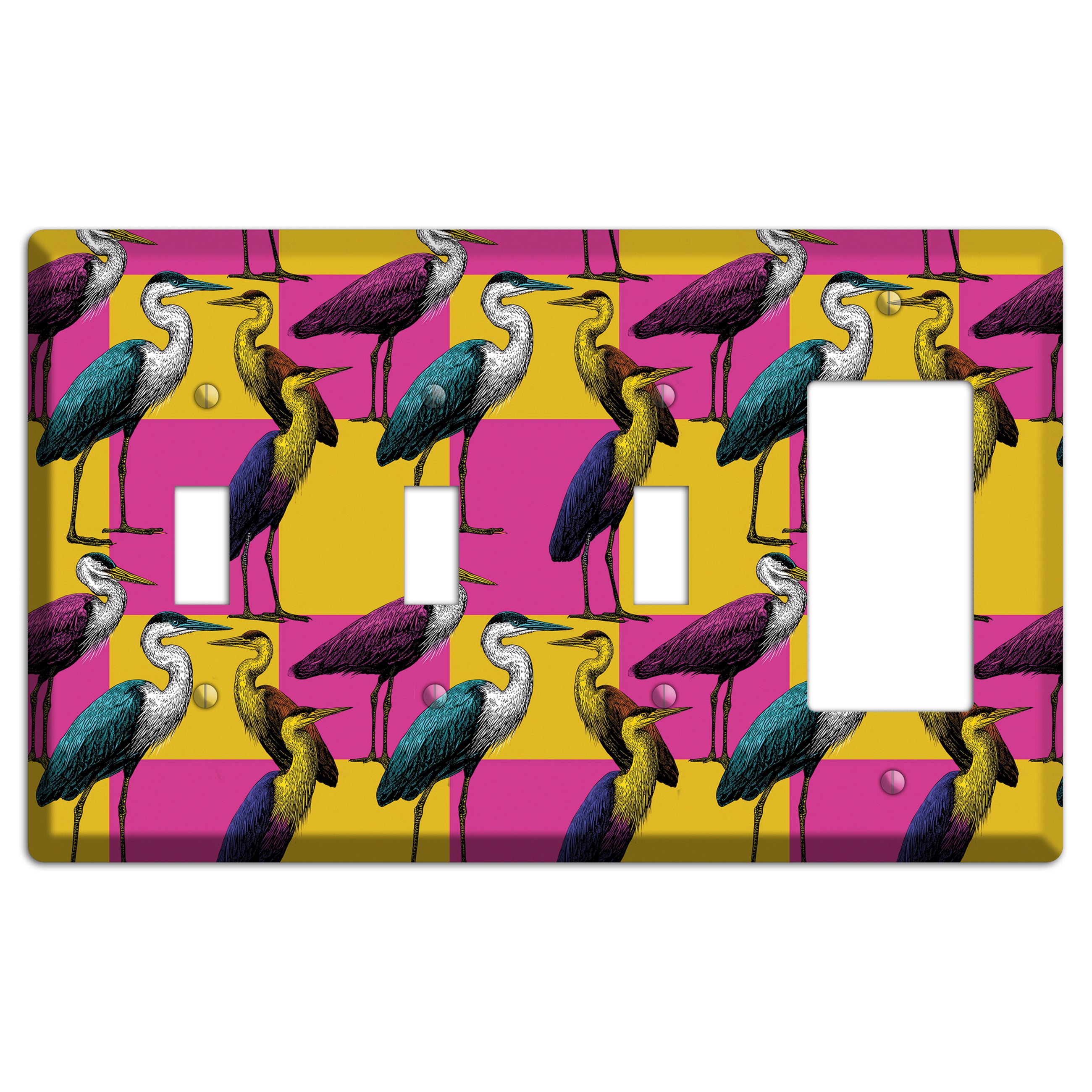 Magenta Heron Grid 3 Toggle / Rocker Wallplate