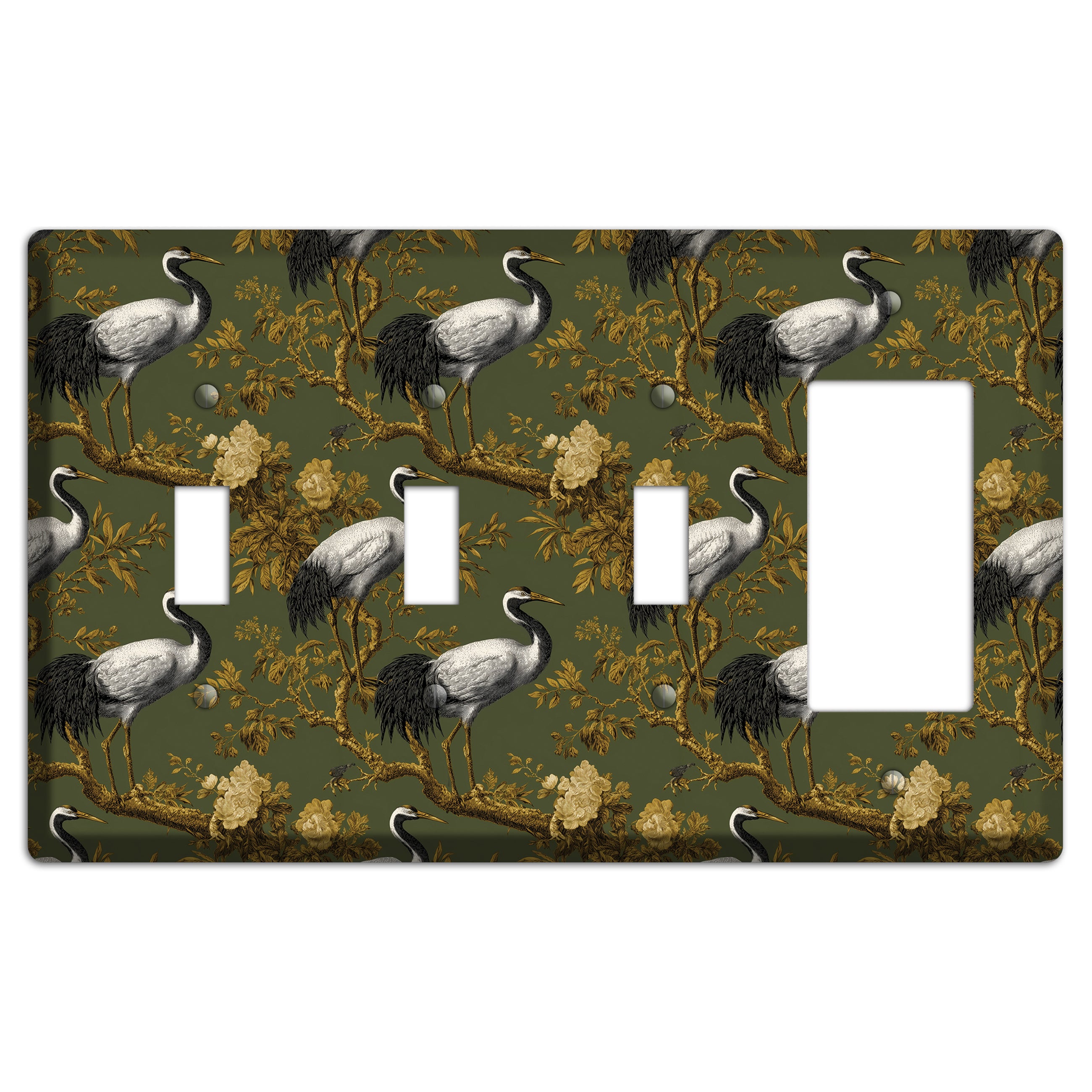 Olive Toile Sanctuary 3 Toggle / Rocker Wallplate