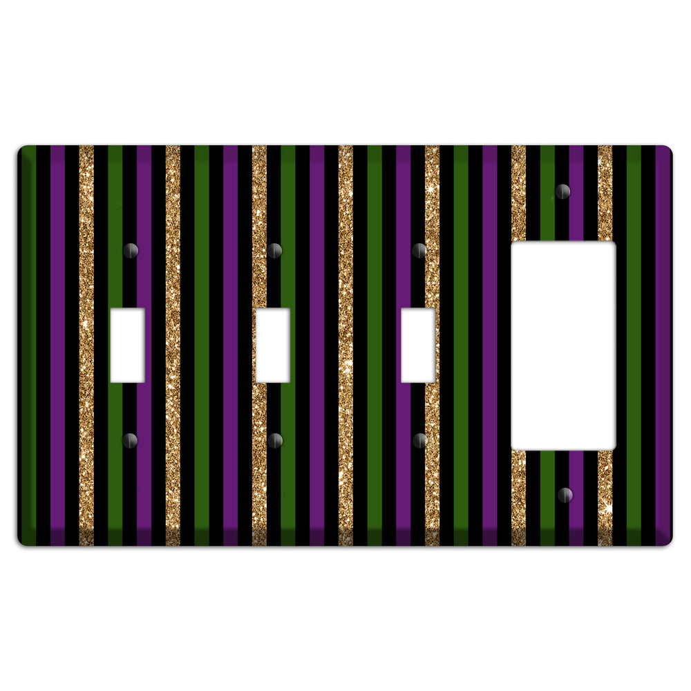 Carnival Stripes: Noir 3 Toggle / Rocker Wallplate