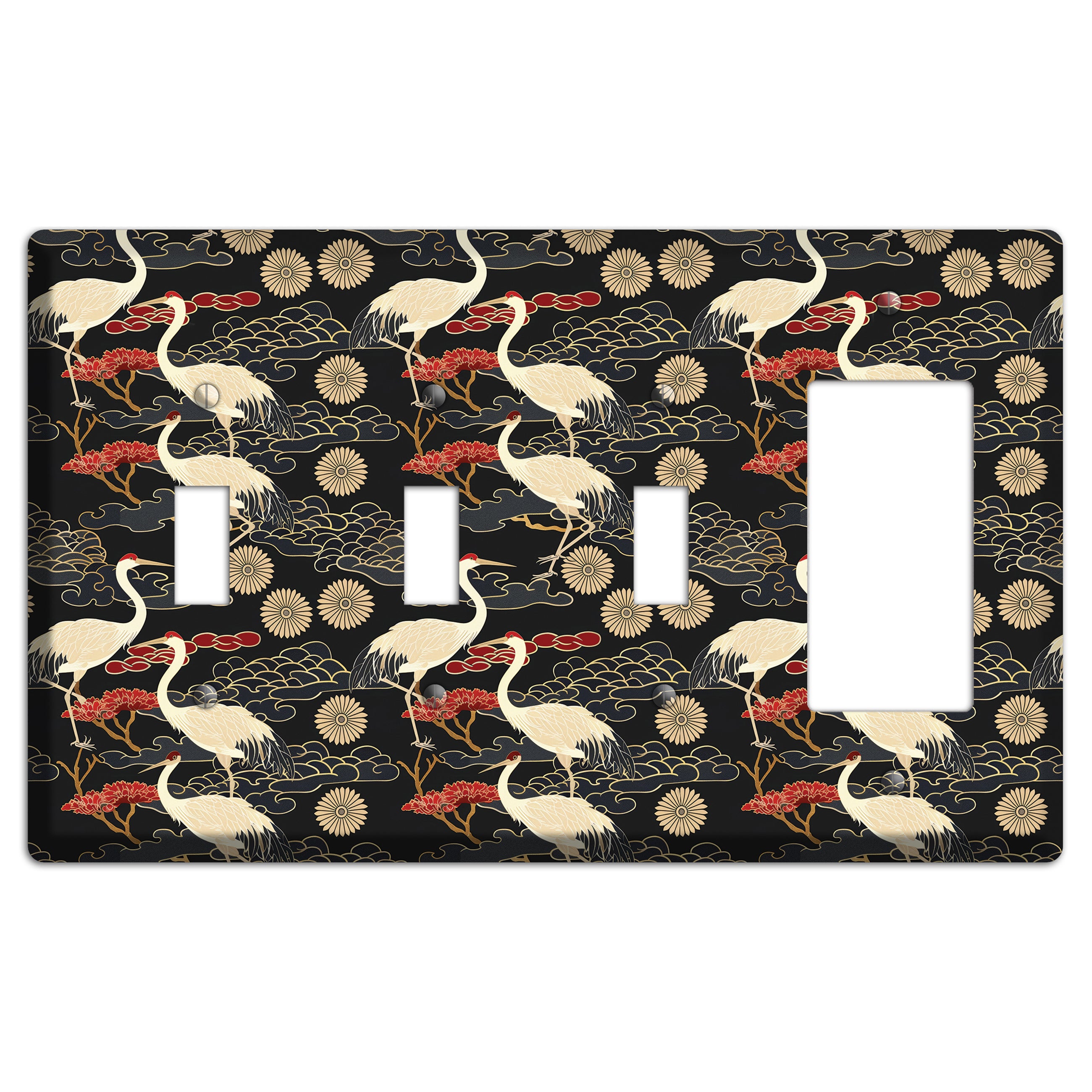 Obsidian Crane Procession 3 Toggle / Rocker Wallplate