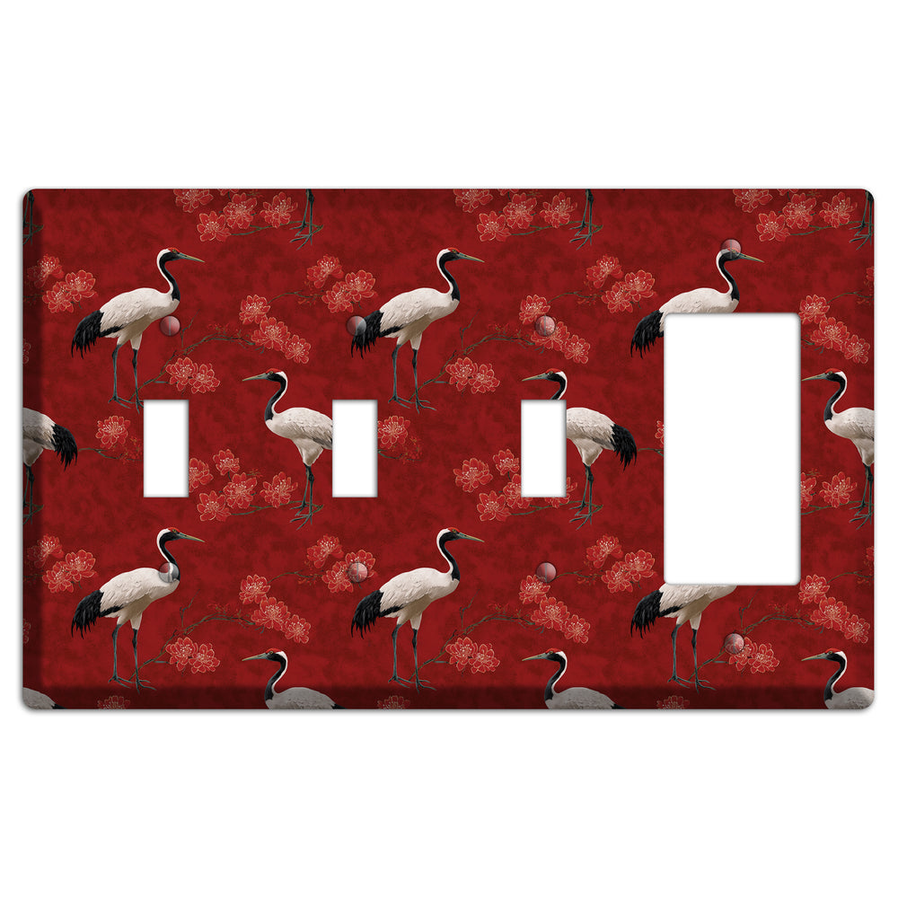 Vermillion Crane Bloom 3 Toggle / Rocker Wallplate